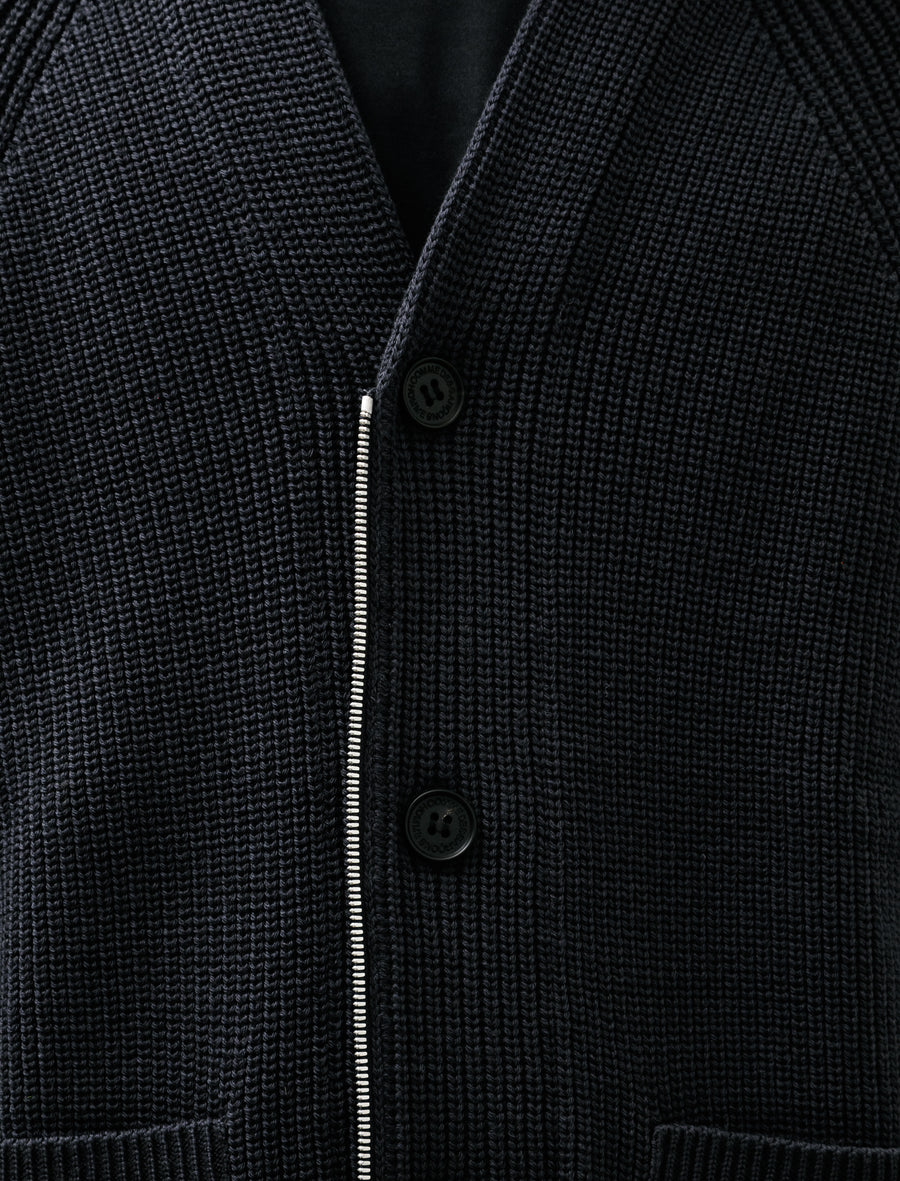 Batoner Zip Button Cardigan Charcoal Blue - Image 5