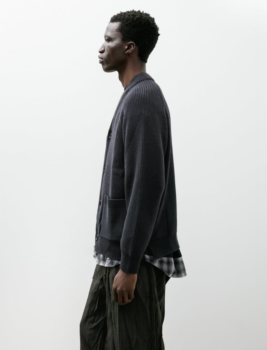 Batoner Zip Button Cardigan Charcoal Blue - Image 3