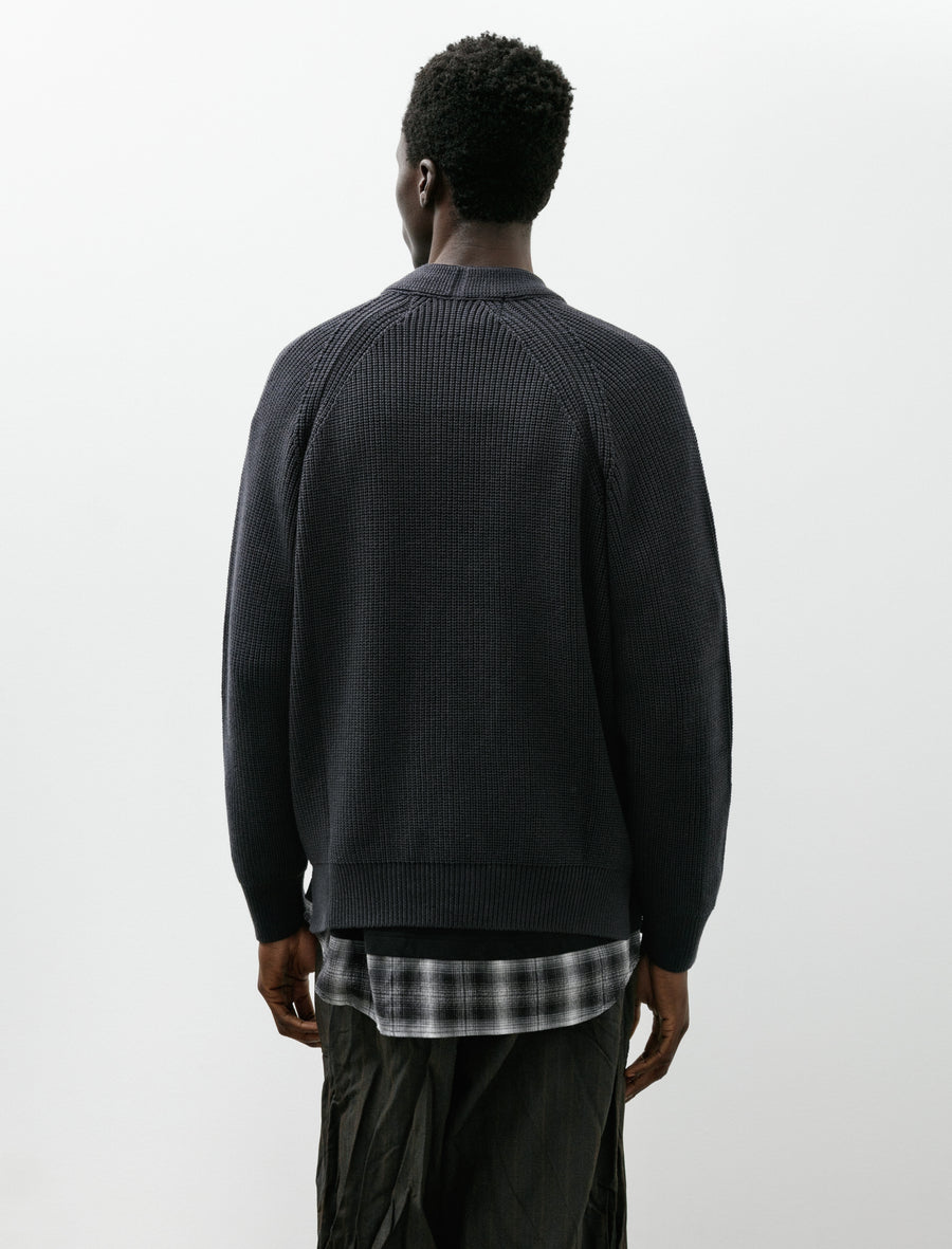 Batoner Zip Button Cardigan Charcoal Blue - Image 2