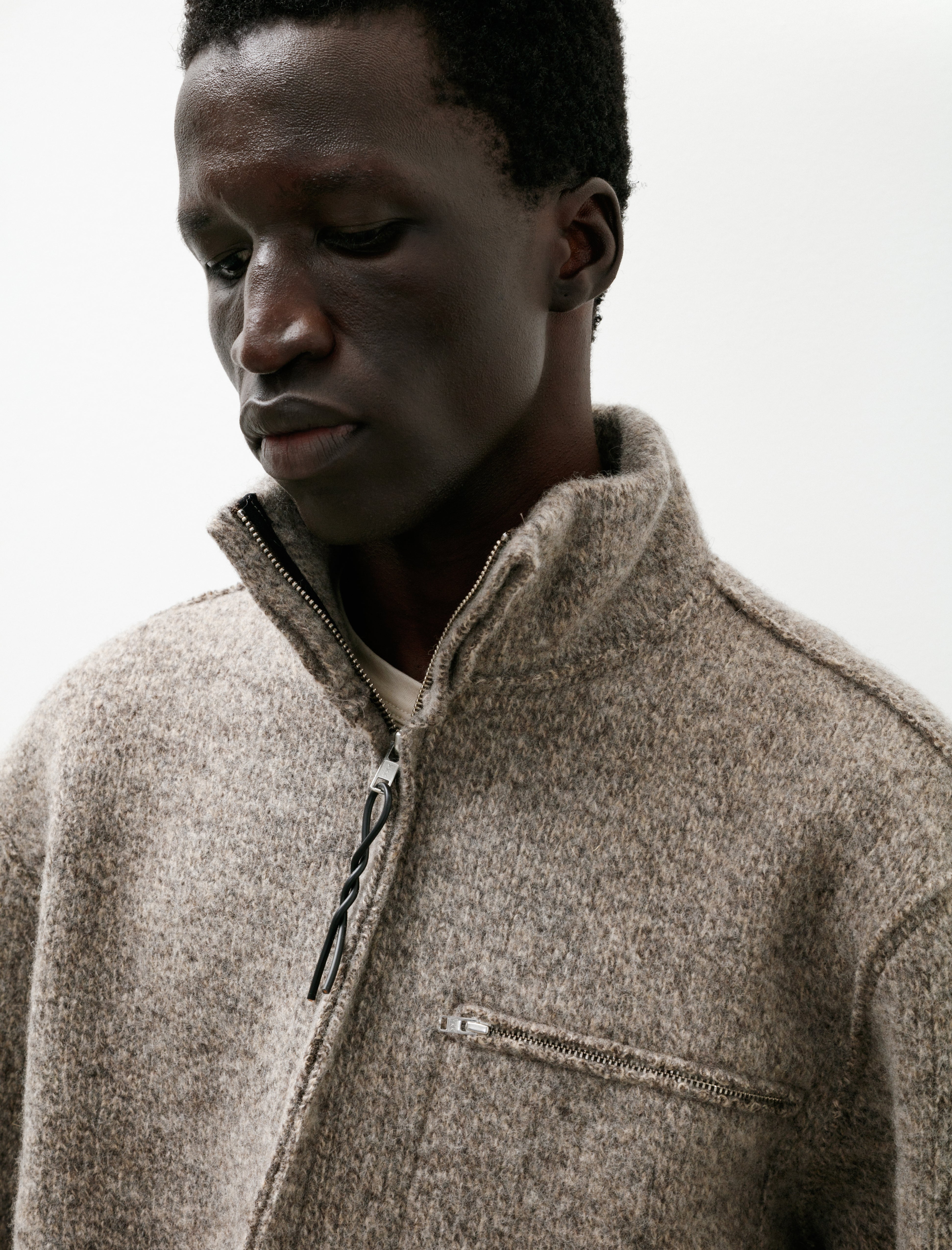 Camiel Fortgens Zip-Up Knit Heavy Rib Melange Brown