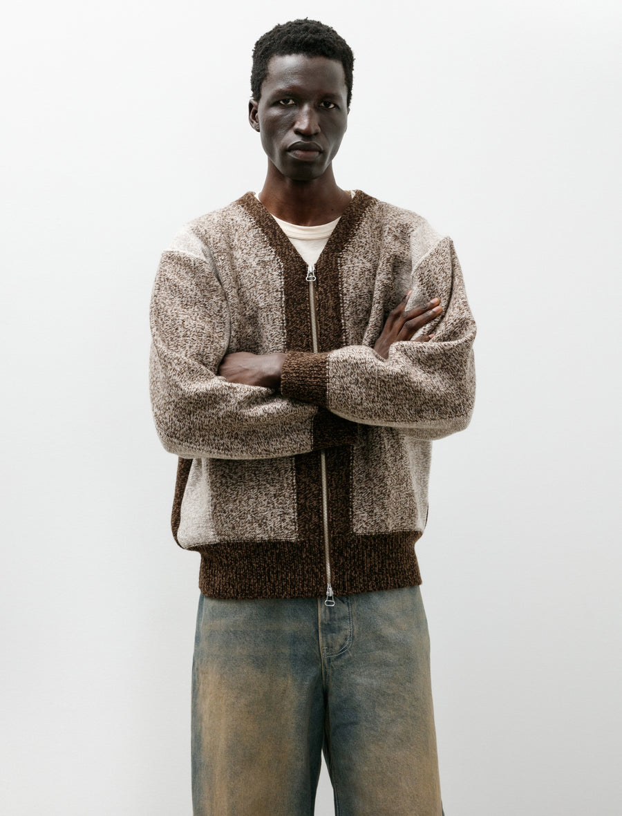 Intarsia Zip Cardigan Natural - Image 1