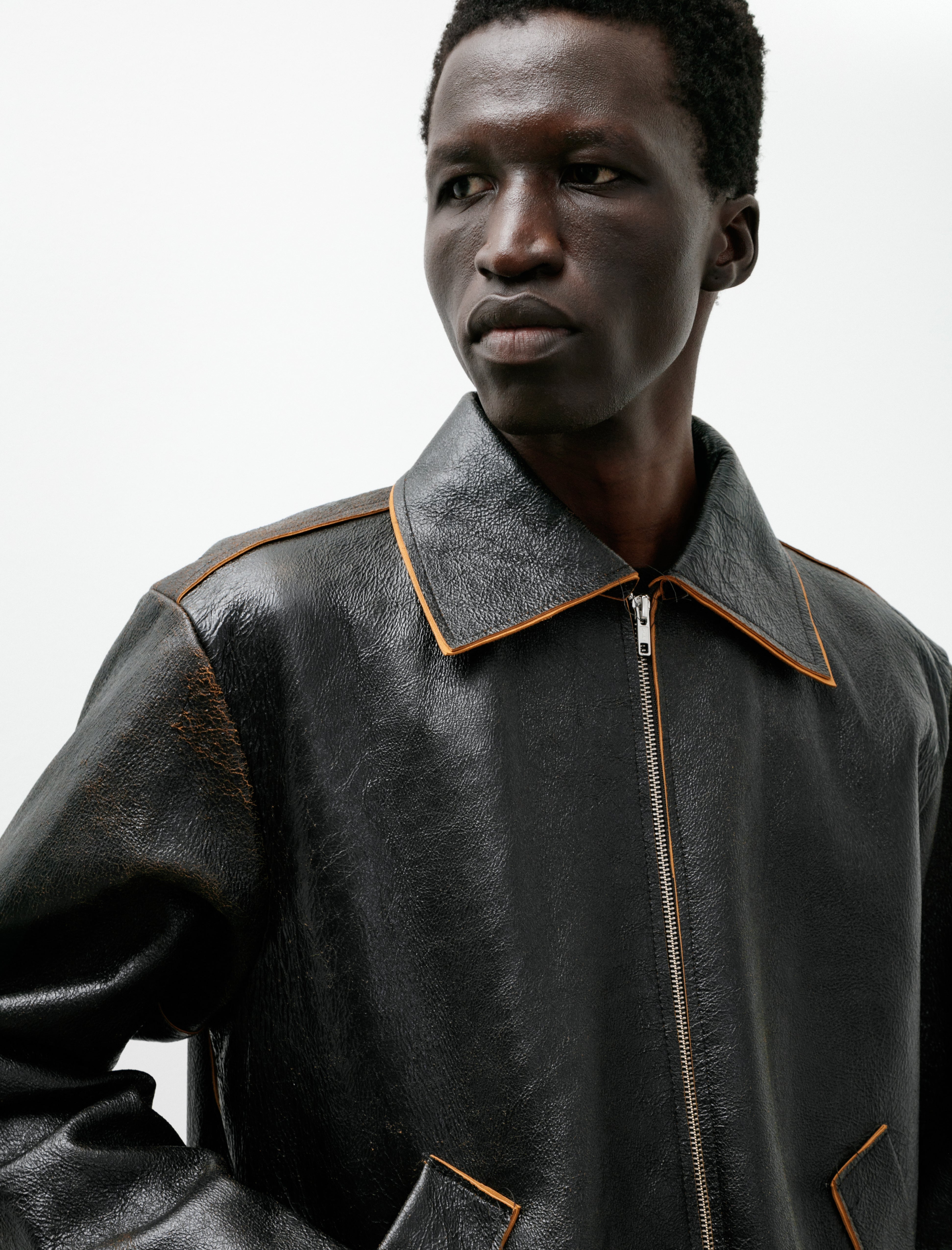 Camiel Fortgens Simple Jacket Crack Leather Black