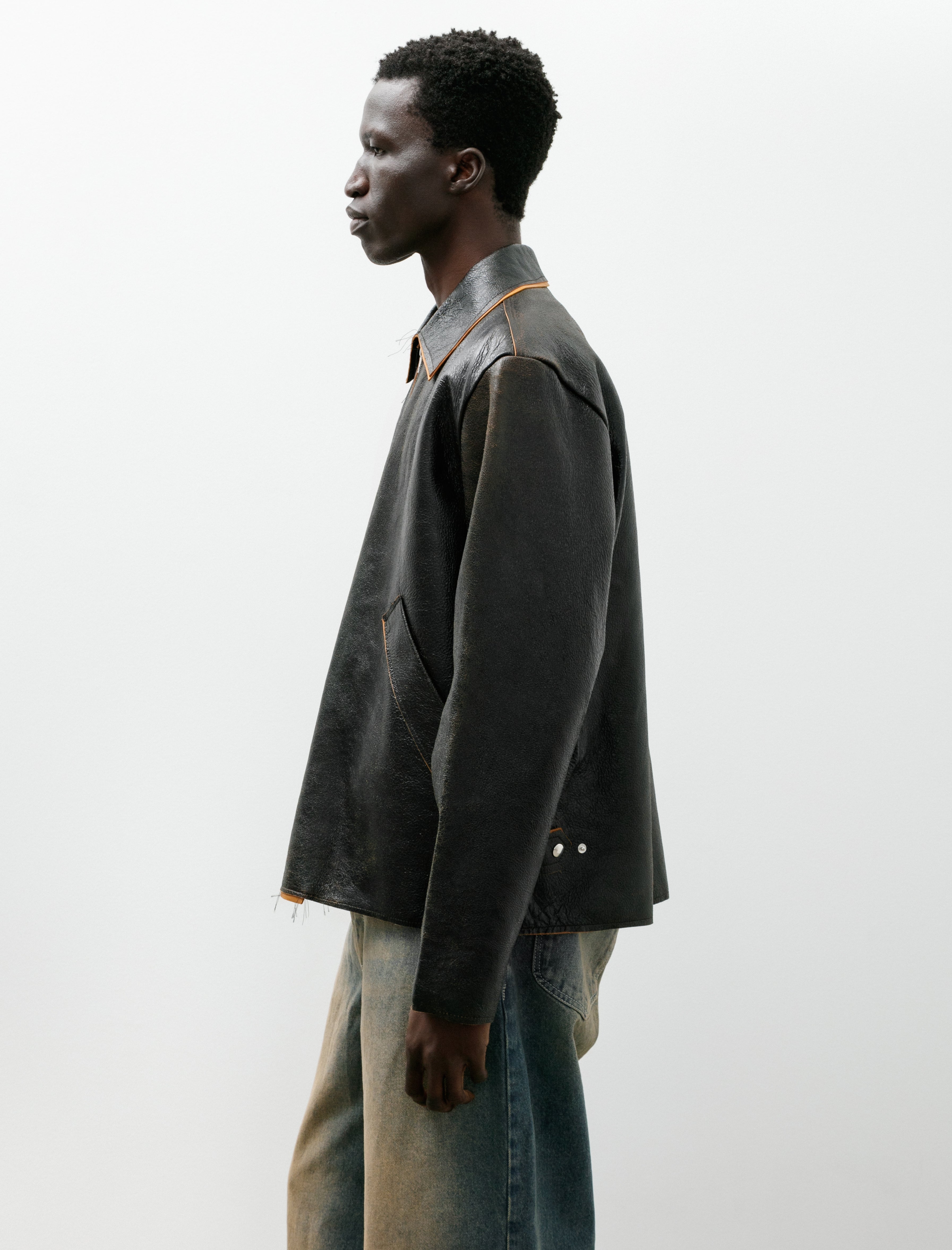 Camiel Fortgens Simple Jacket Crack Leather Black