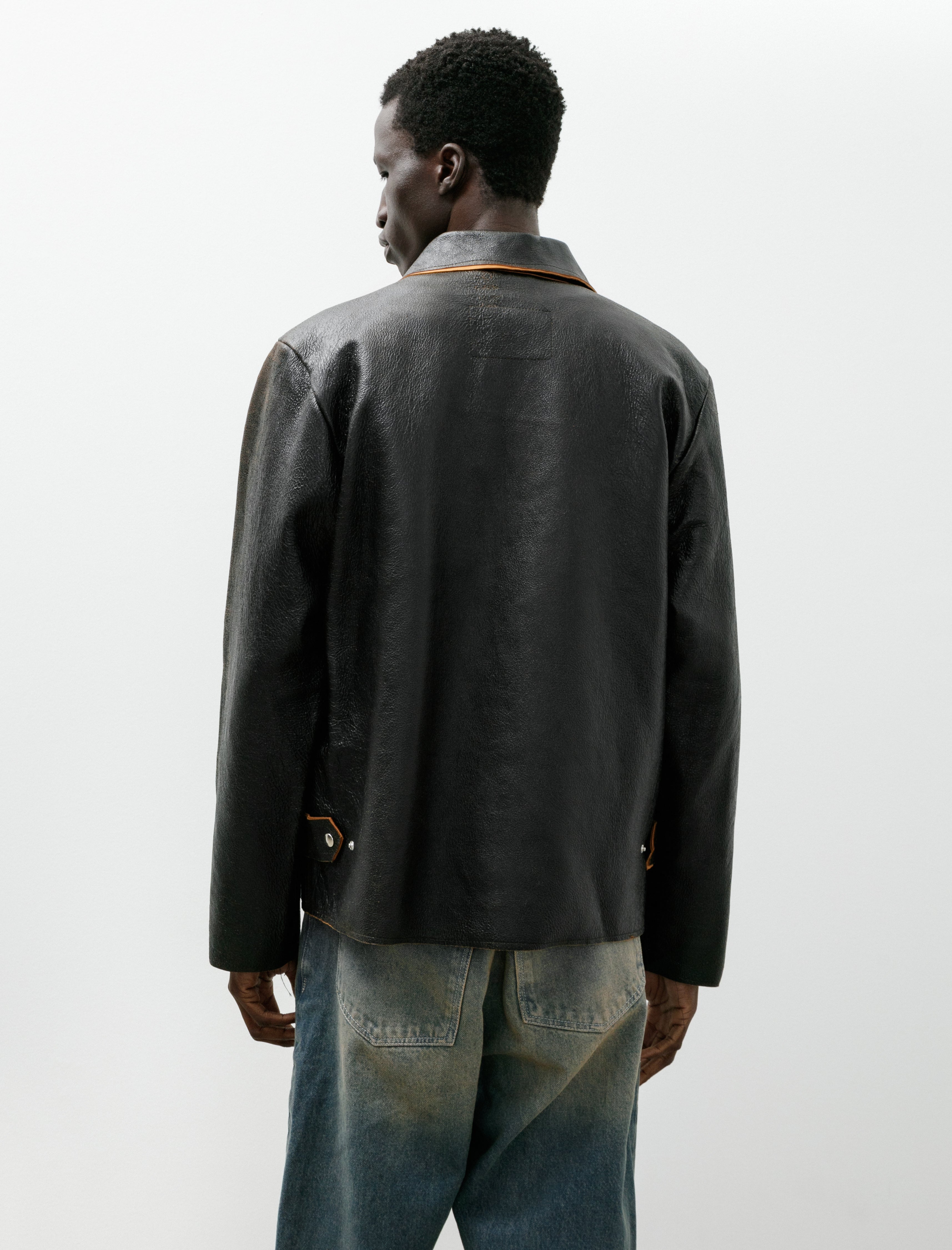 Camiel Fortgens Simple Jacket Crack Leather Black