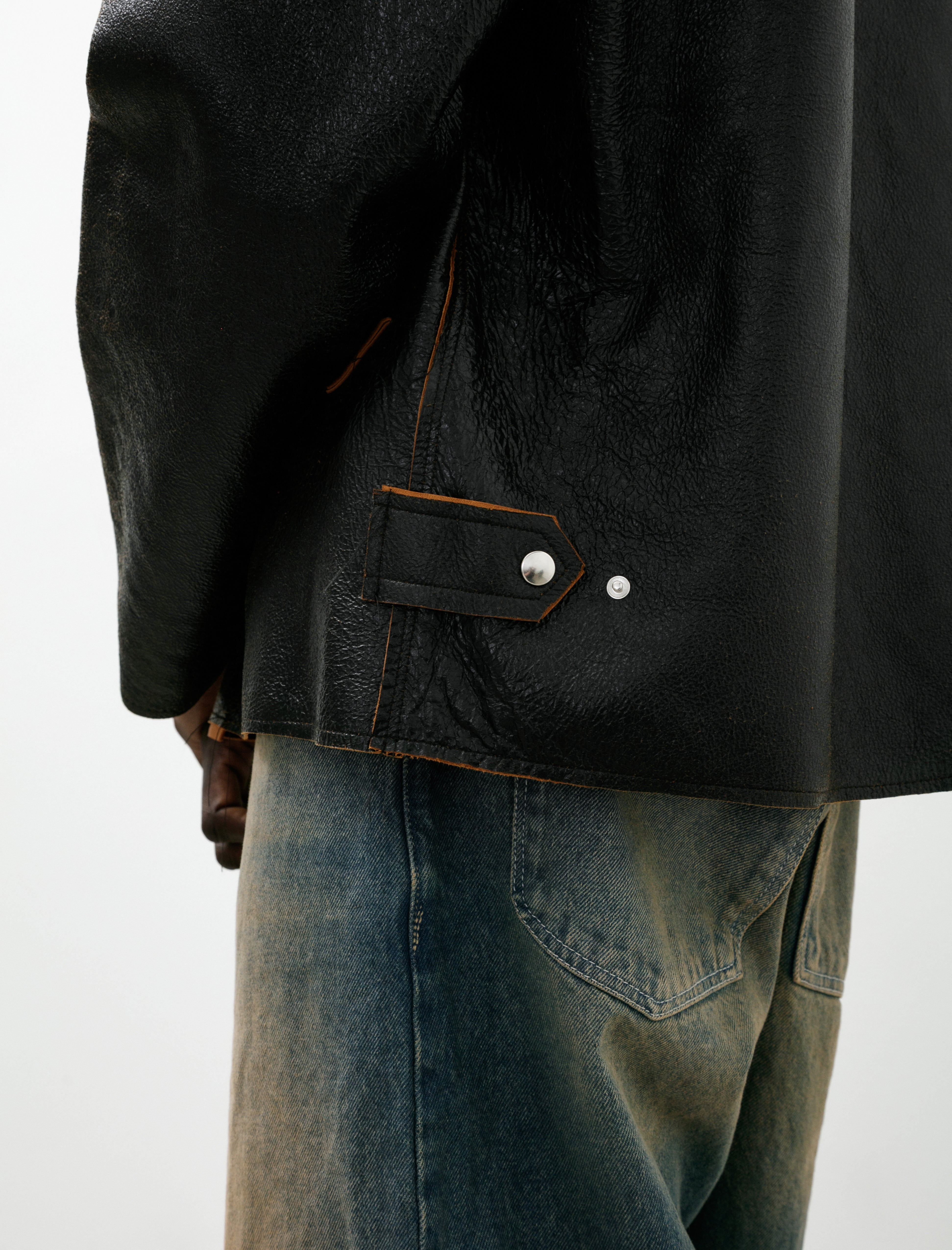 Camiel Fortgens Simple Jacket Crack Leather Black