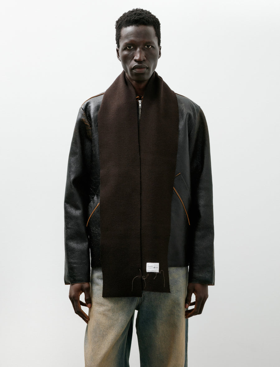 Heavy Knit Scarf Rib Dark Brown - Image 2