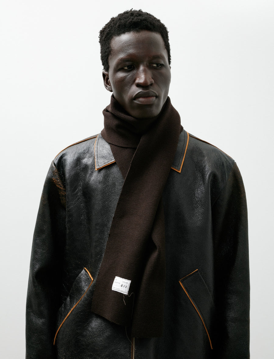 Heavy Knit Scarf Rib Dark Brown - Image 1
