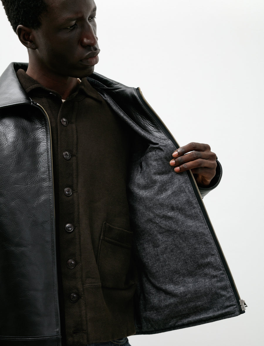 Lot 802 Cossack Horse Leather Jacket Black - Image 9