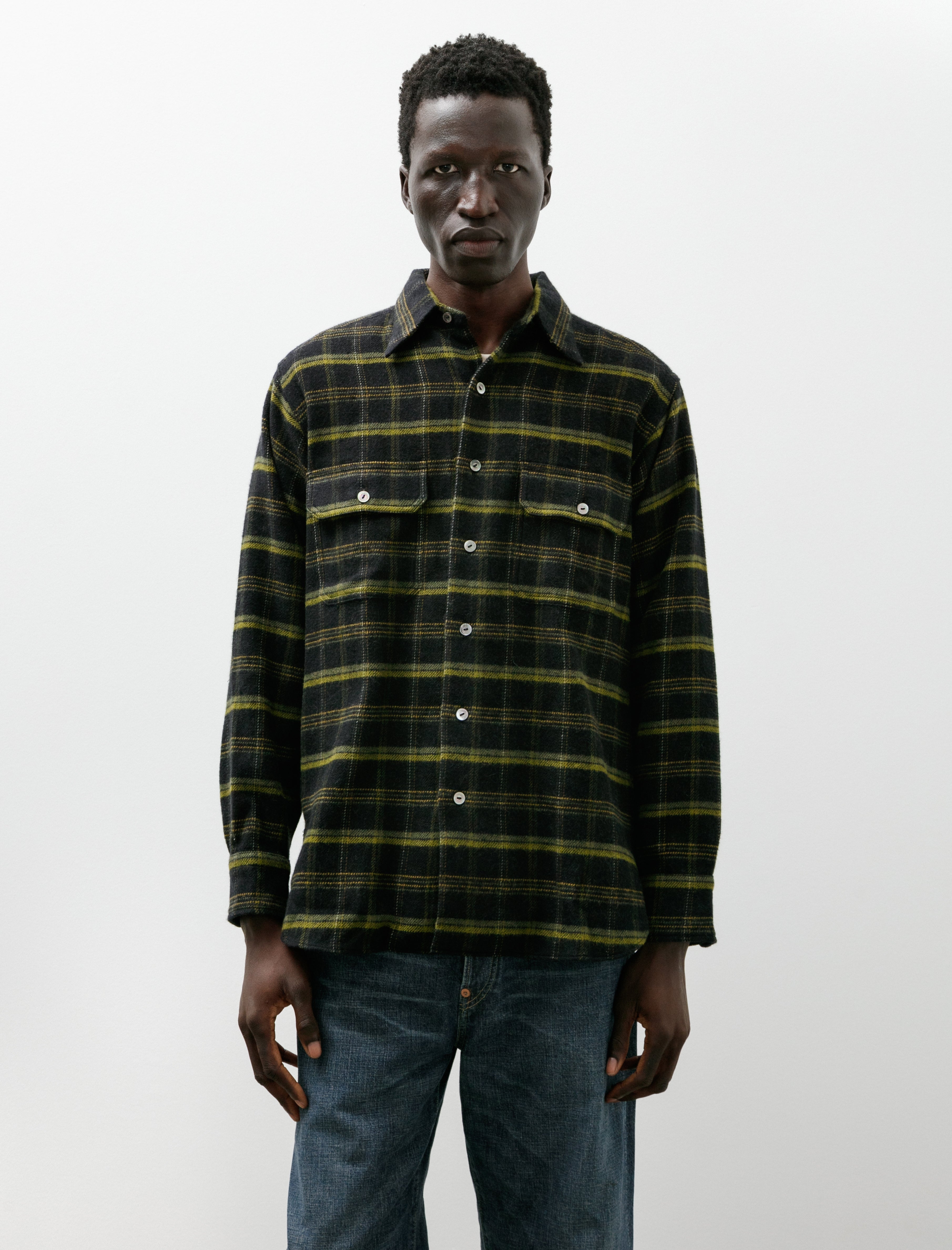 Taiga Takahashi Lot 122 One Piece Collar Sports Shirt Navy Plaid