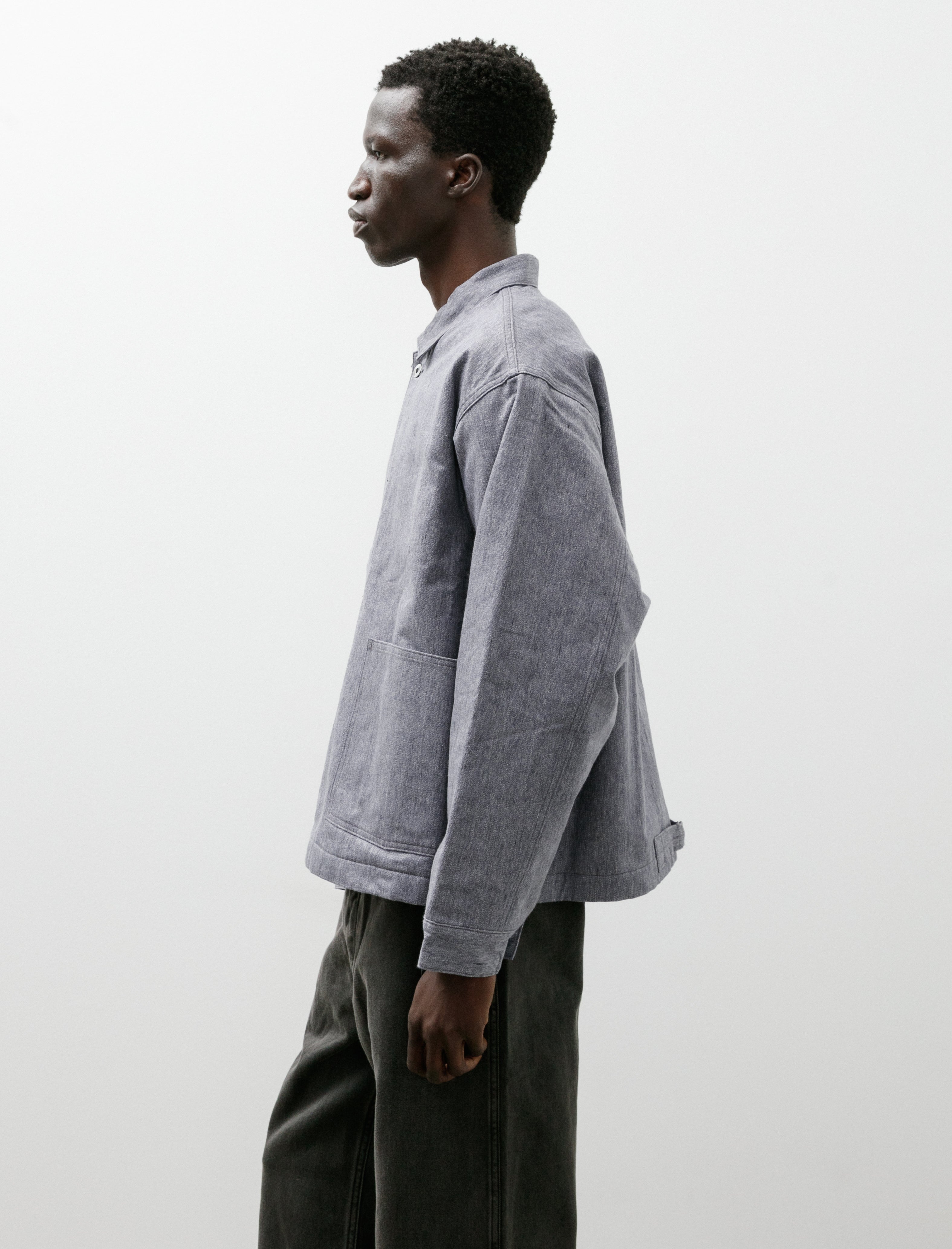 Taiga Takahashi Lot 303 Coverall Jacket with Blanket Lining Melange Blue