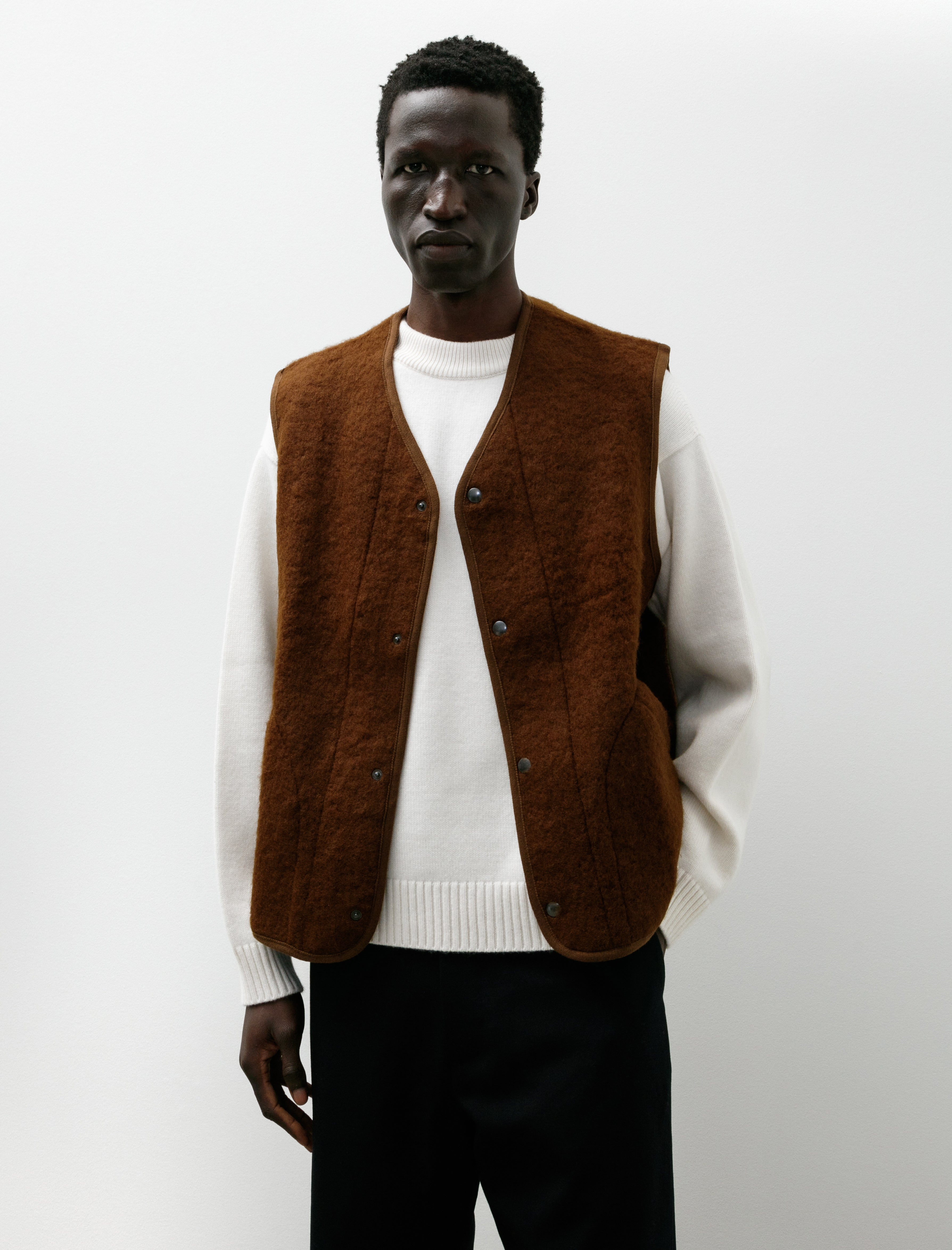 Arpenteur Contour Vest Shaggy Wool Tobacco