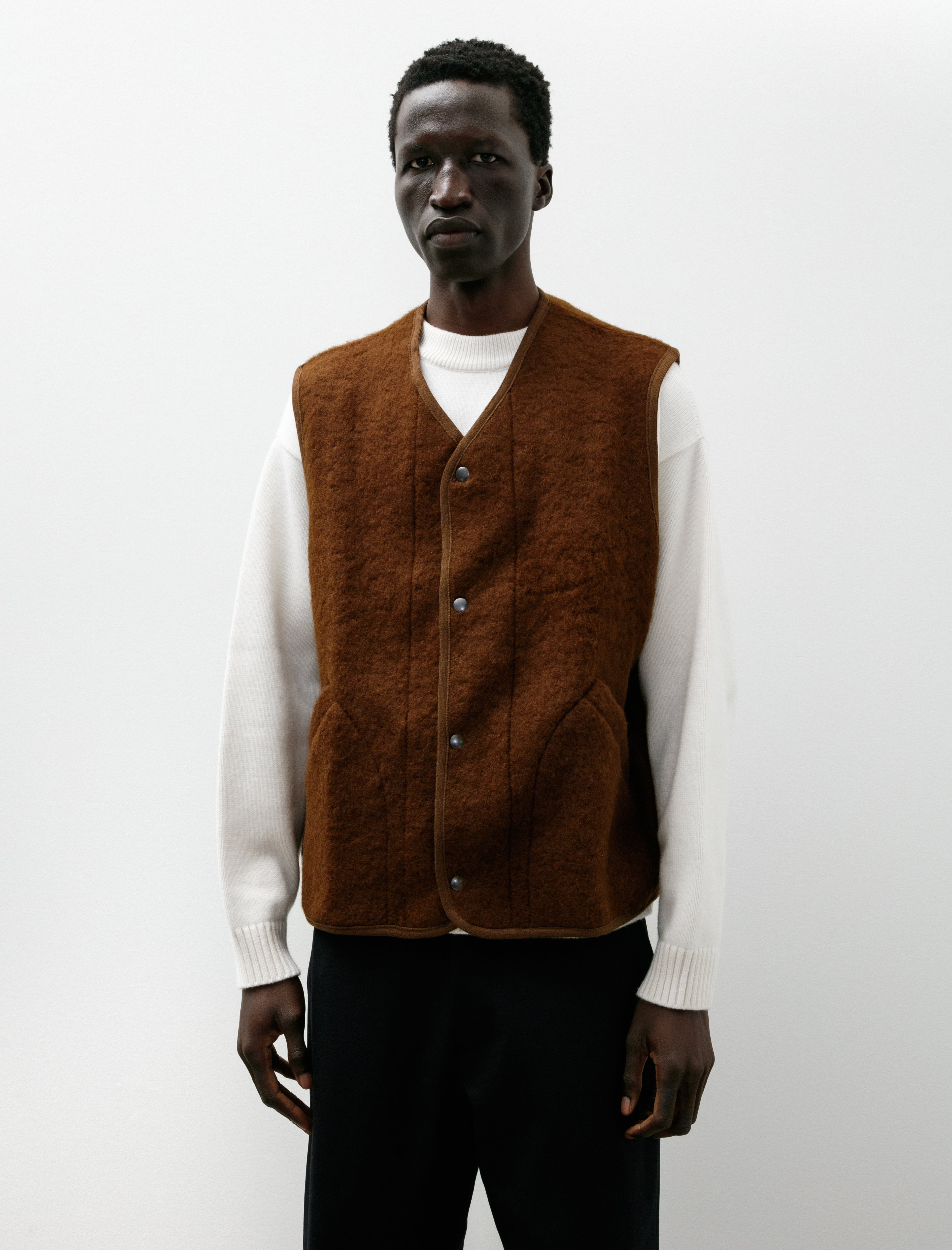 Arpenteur Contour Vest Shaggy Wool Tobacco