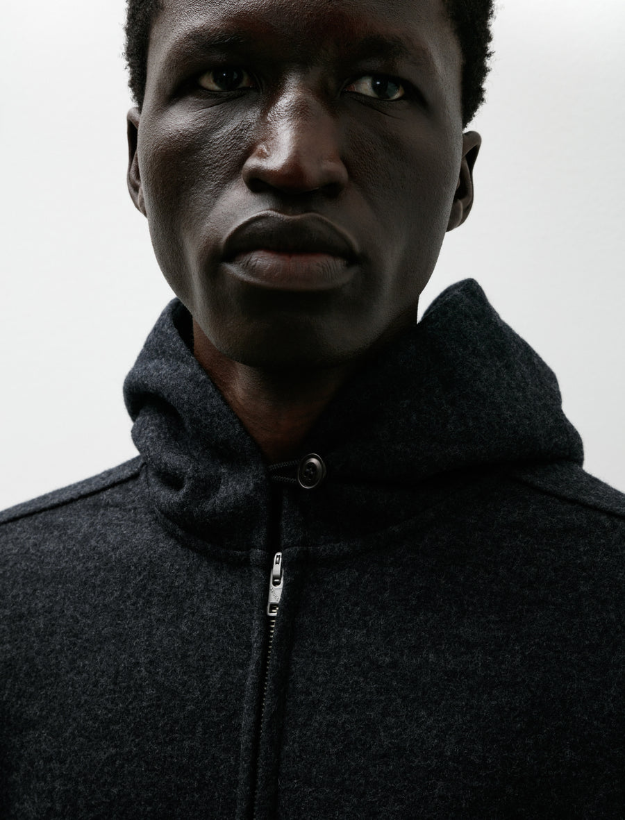 Wool Zip Hoodie Charcoal - Image 4