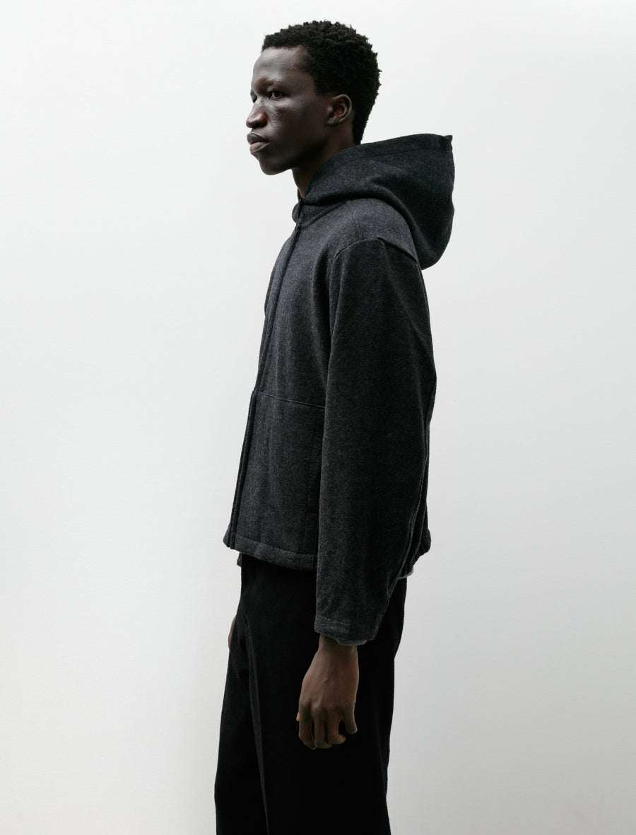 Wool Zip Hoodie Charcoal - Image 3