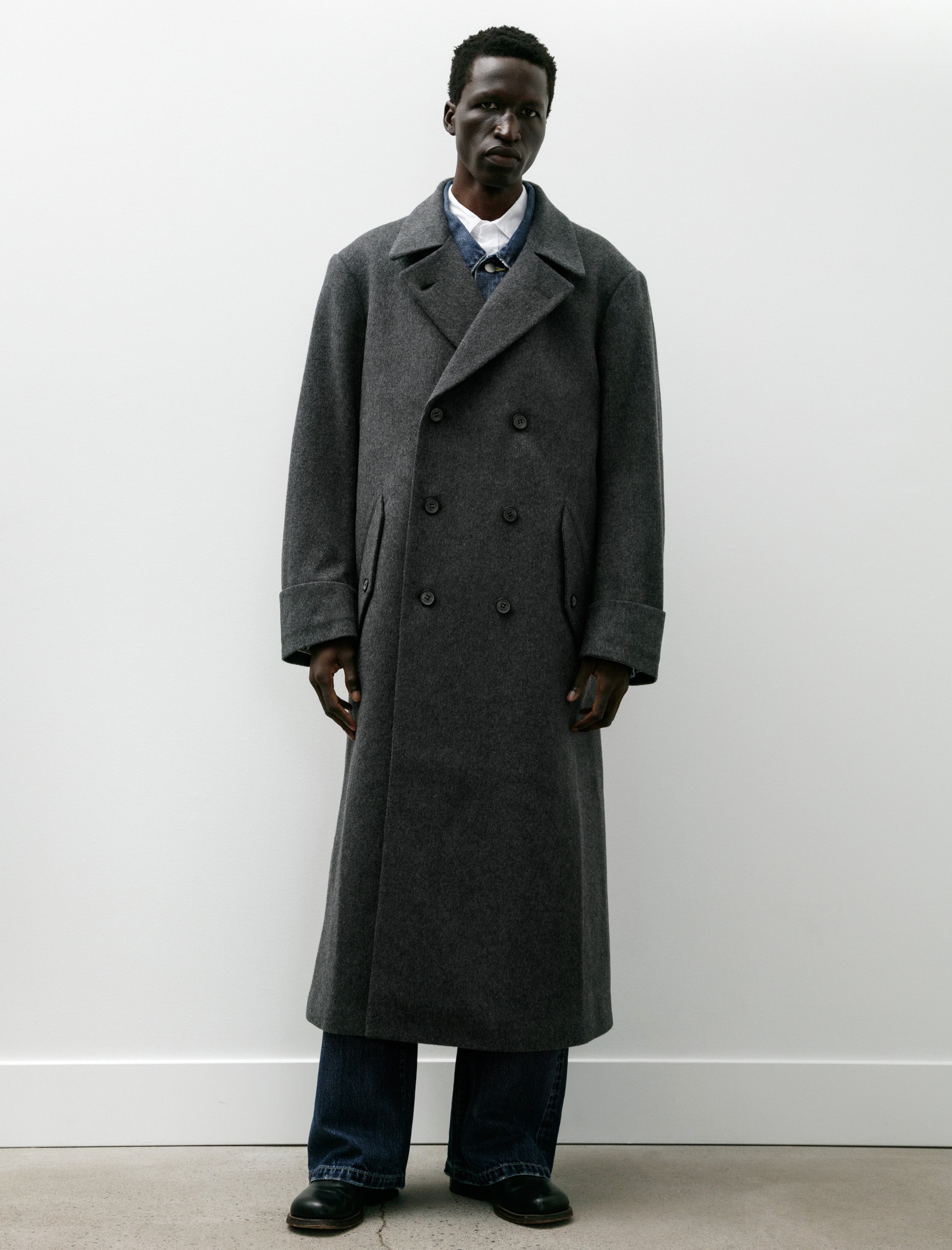 Sire Wool Trench Coat Light Grey