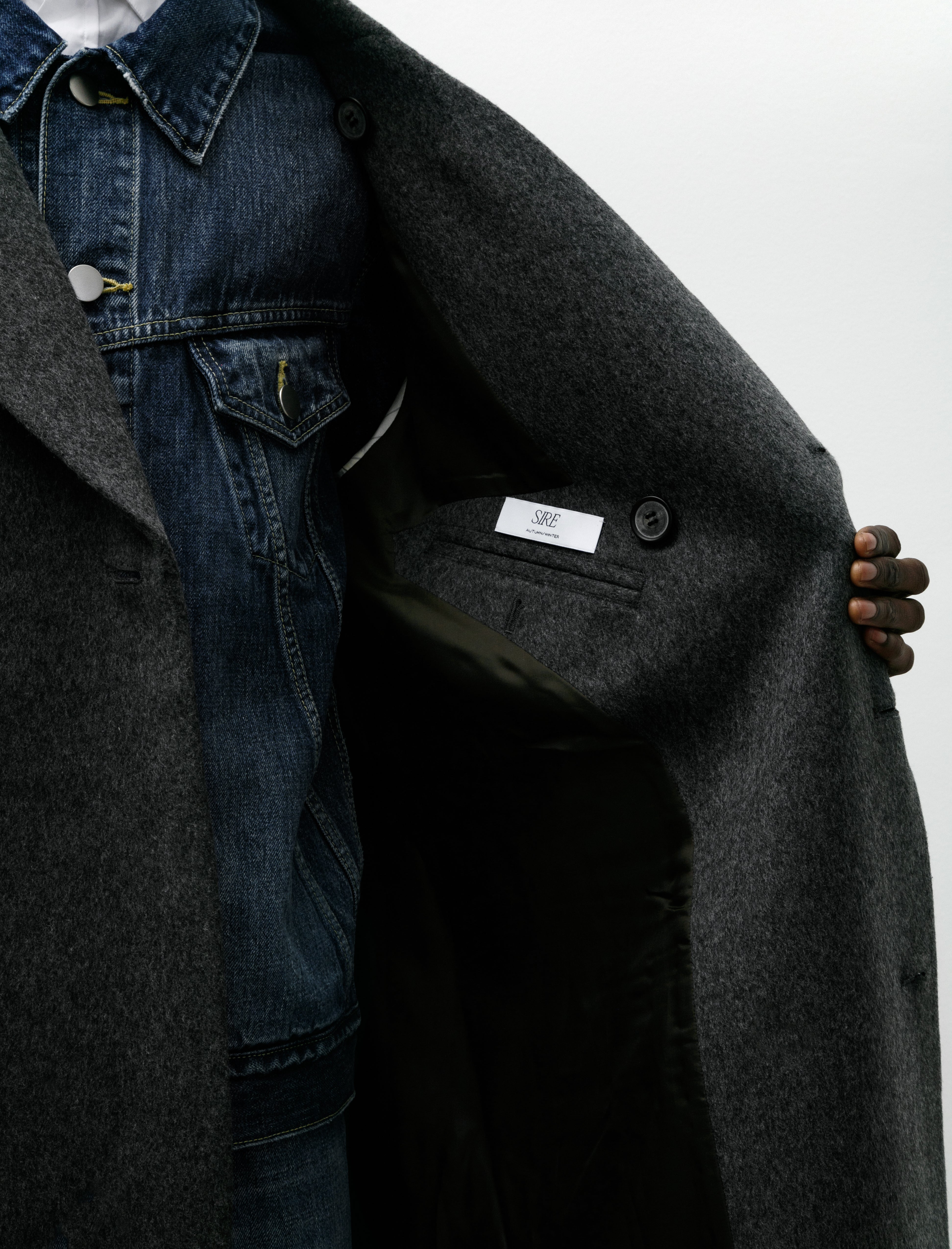 Sire Wool Trench Coat Light Grey