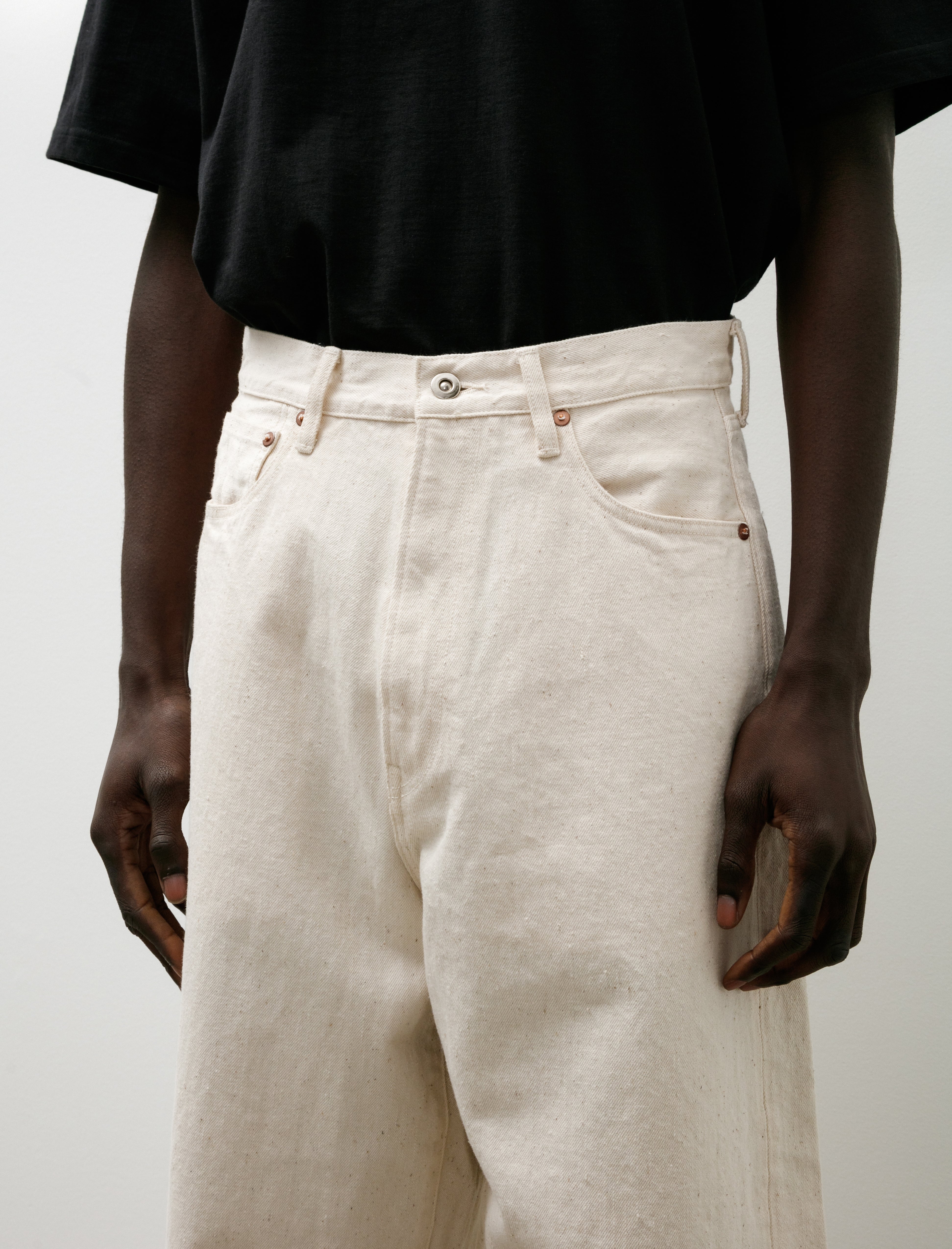 Yoko Sakamoto 5 Pocket Baggy Pants Ecru