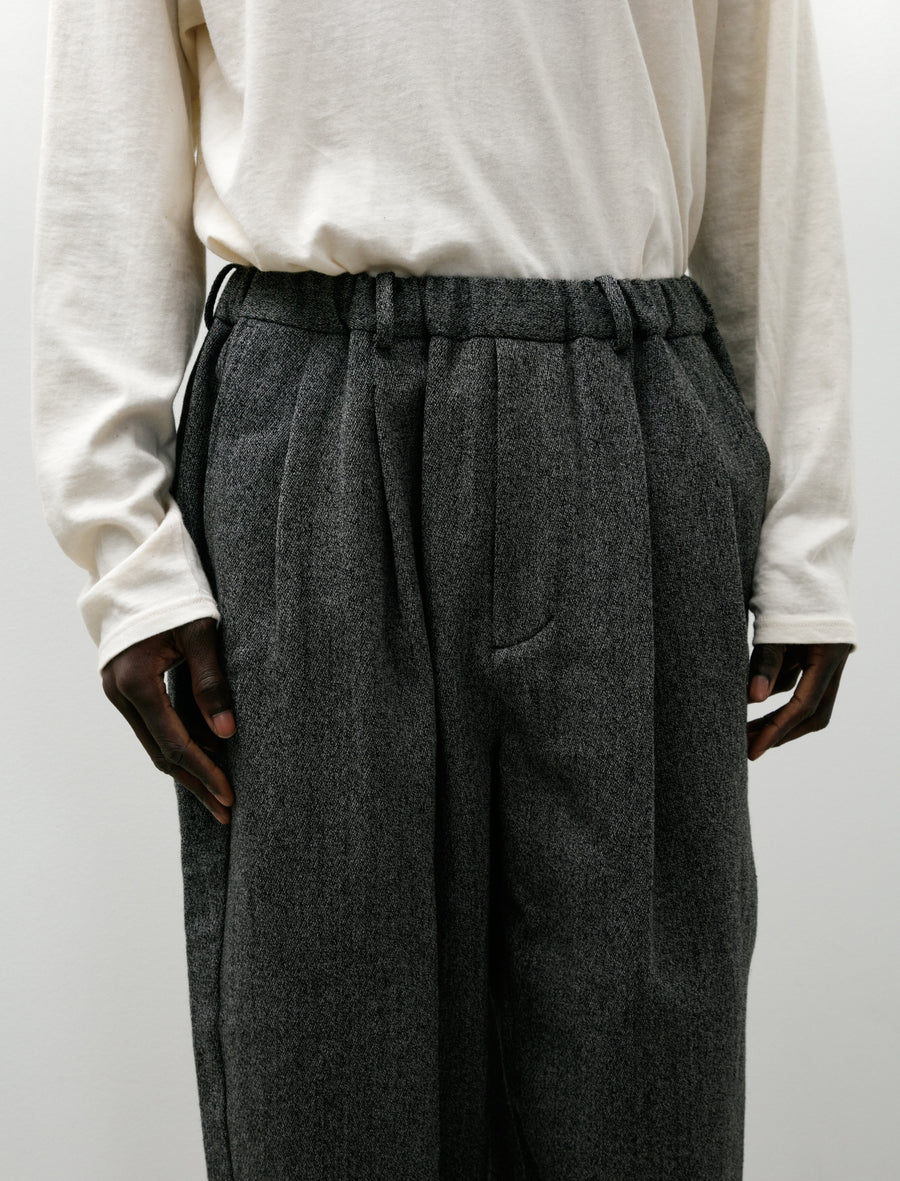 Double Pleated Wide Easy Pants Black White - Image 7