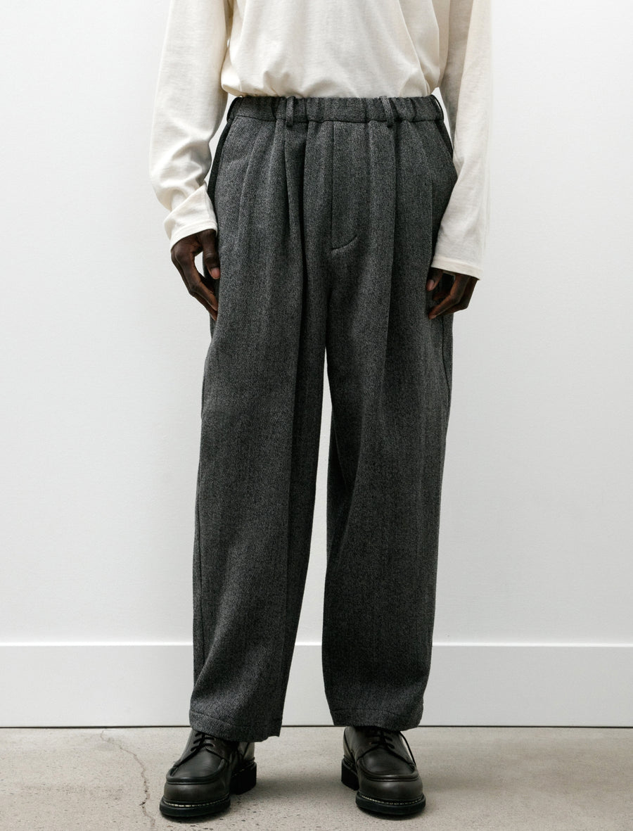 Double Pleated Wide Easy Pants Black White - Image 4