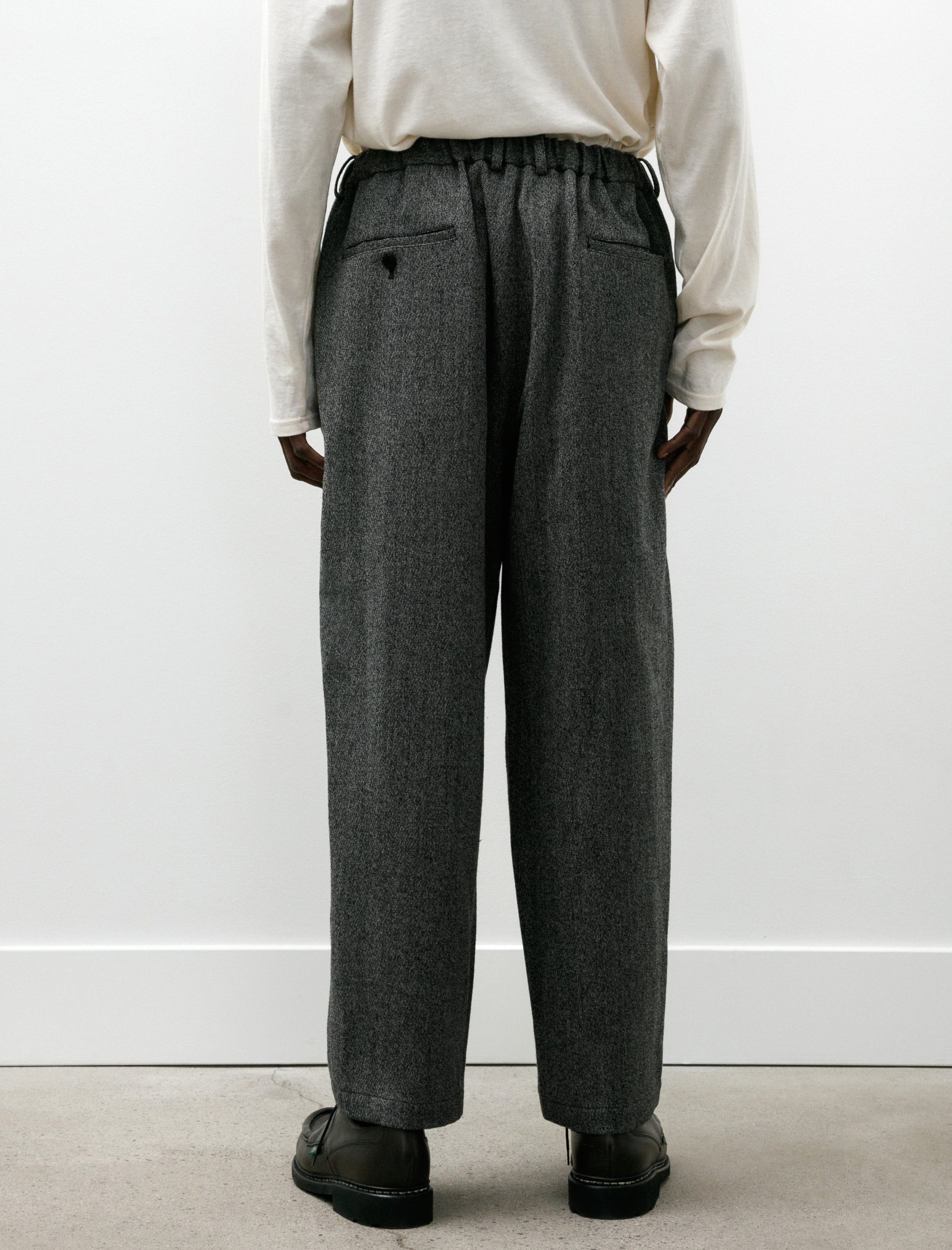 Yoko Sakamoto Double Pleated Wide Easy Pants Black White