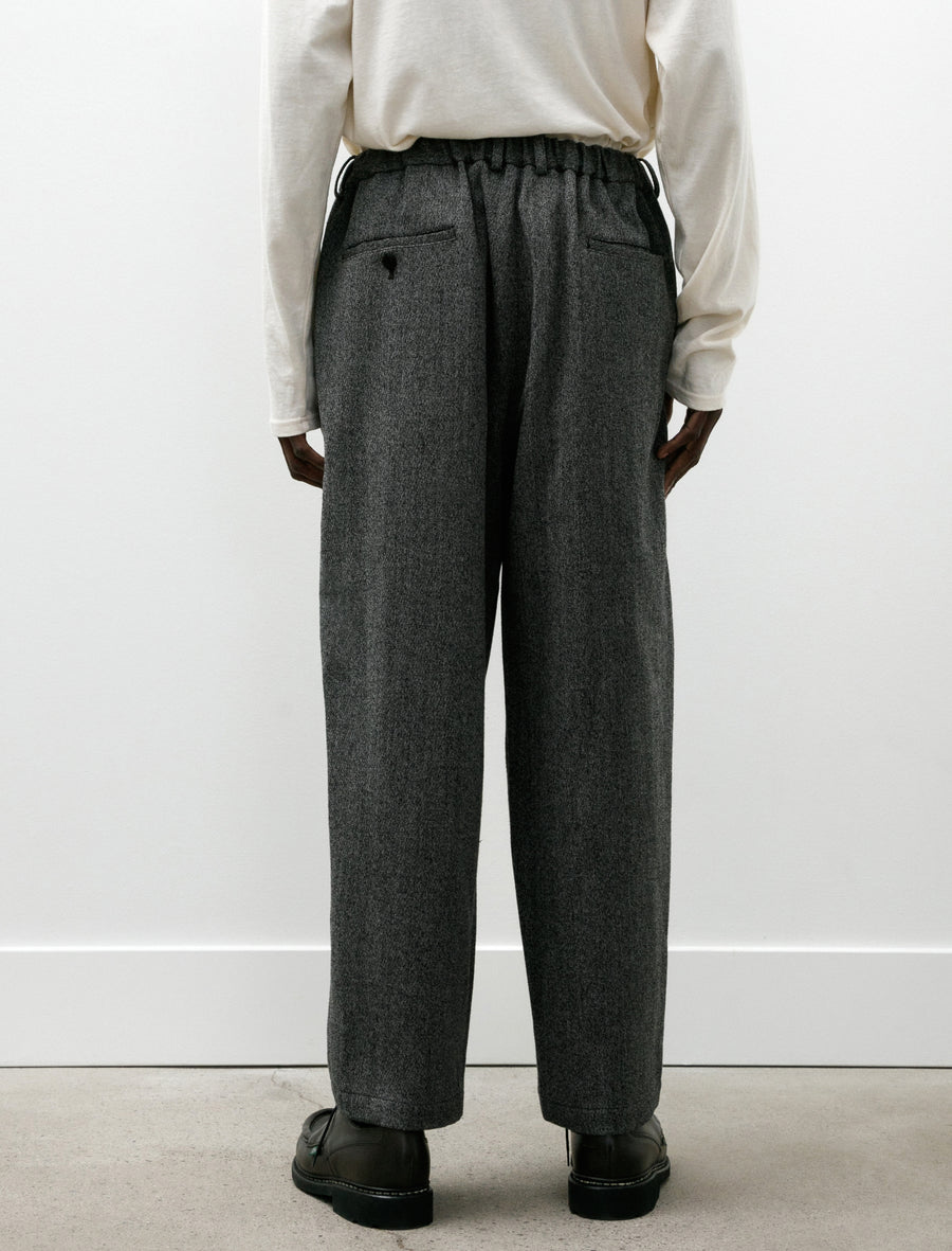 Double Pleated Wide Easy Pants Black White - Image 5