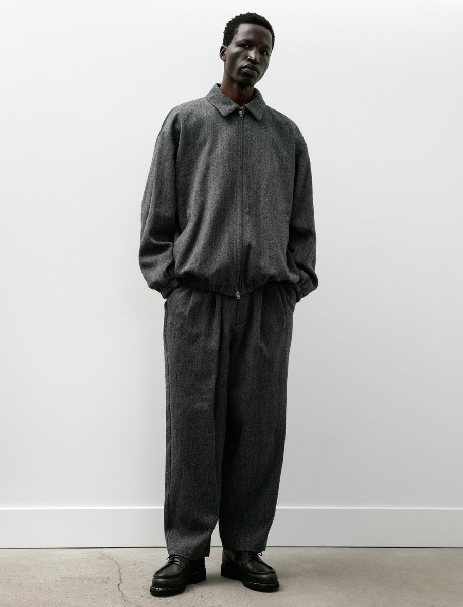 Double Pleated Wide Easy Pants Black White - Image 1