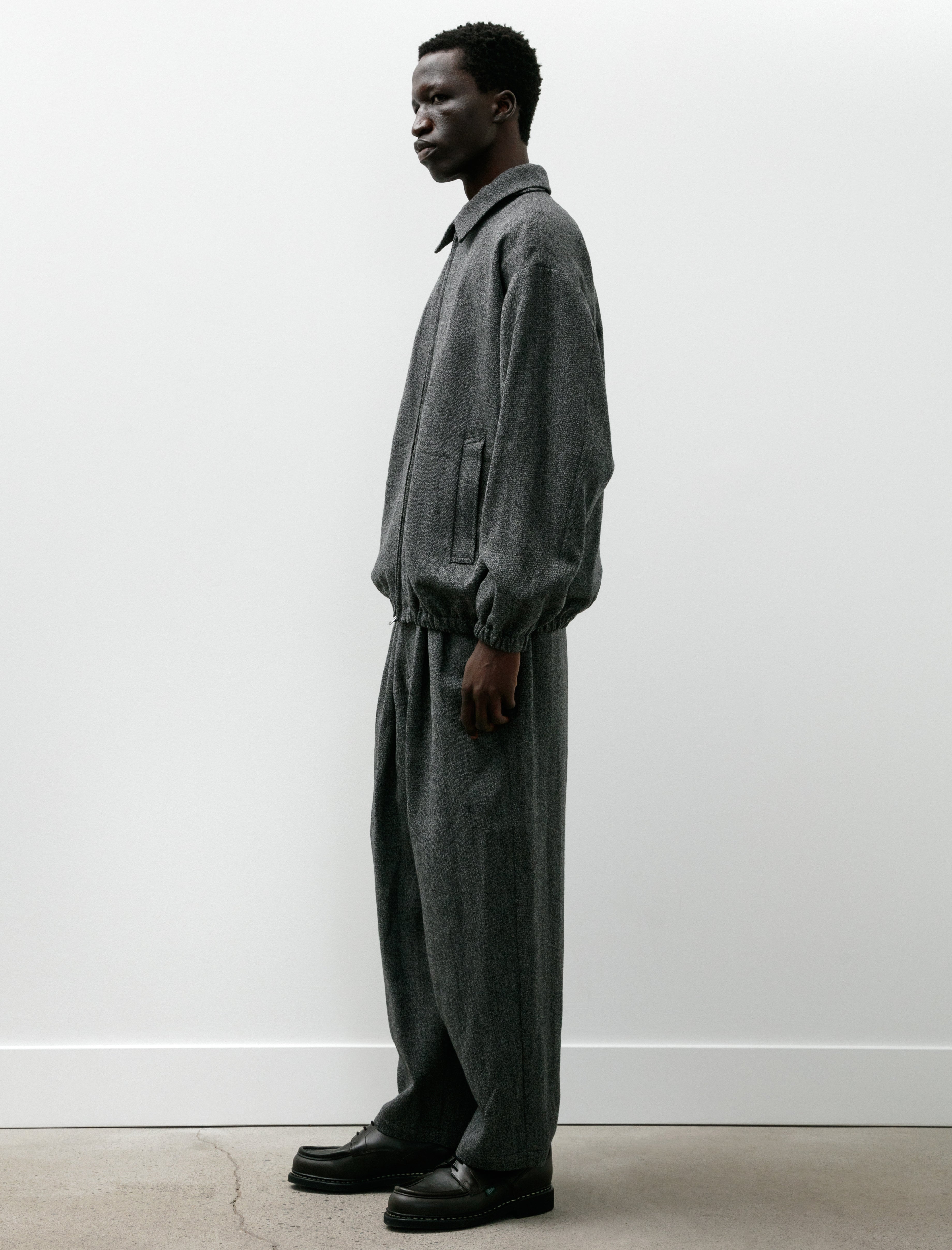 Yoko Sakamoto Double Pleated Wide Easy Pants Black White