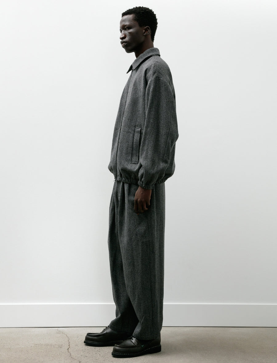 Double Pleated Wide Easy Pants Black White - Image 3