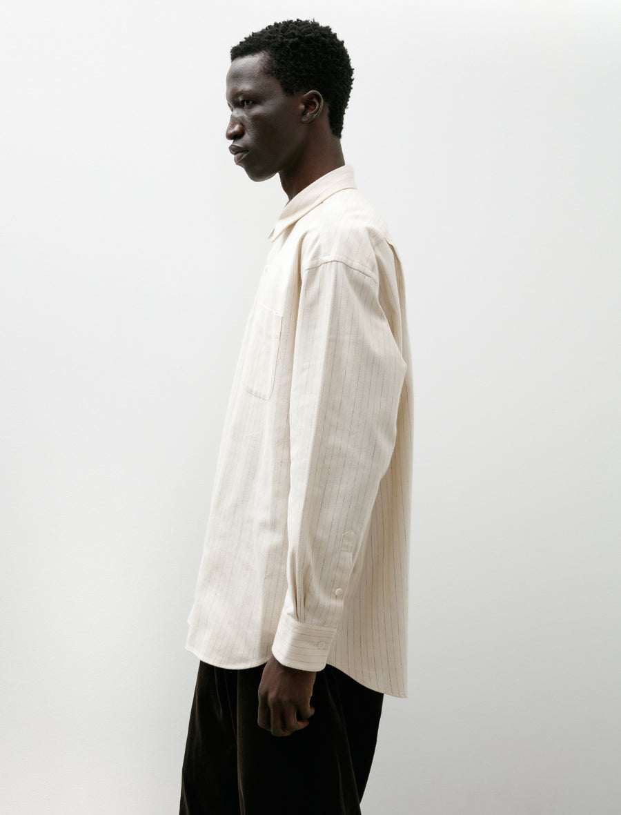 Regular Collar Shirt Ecru Stripe - Image 6