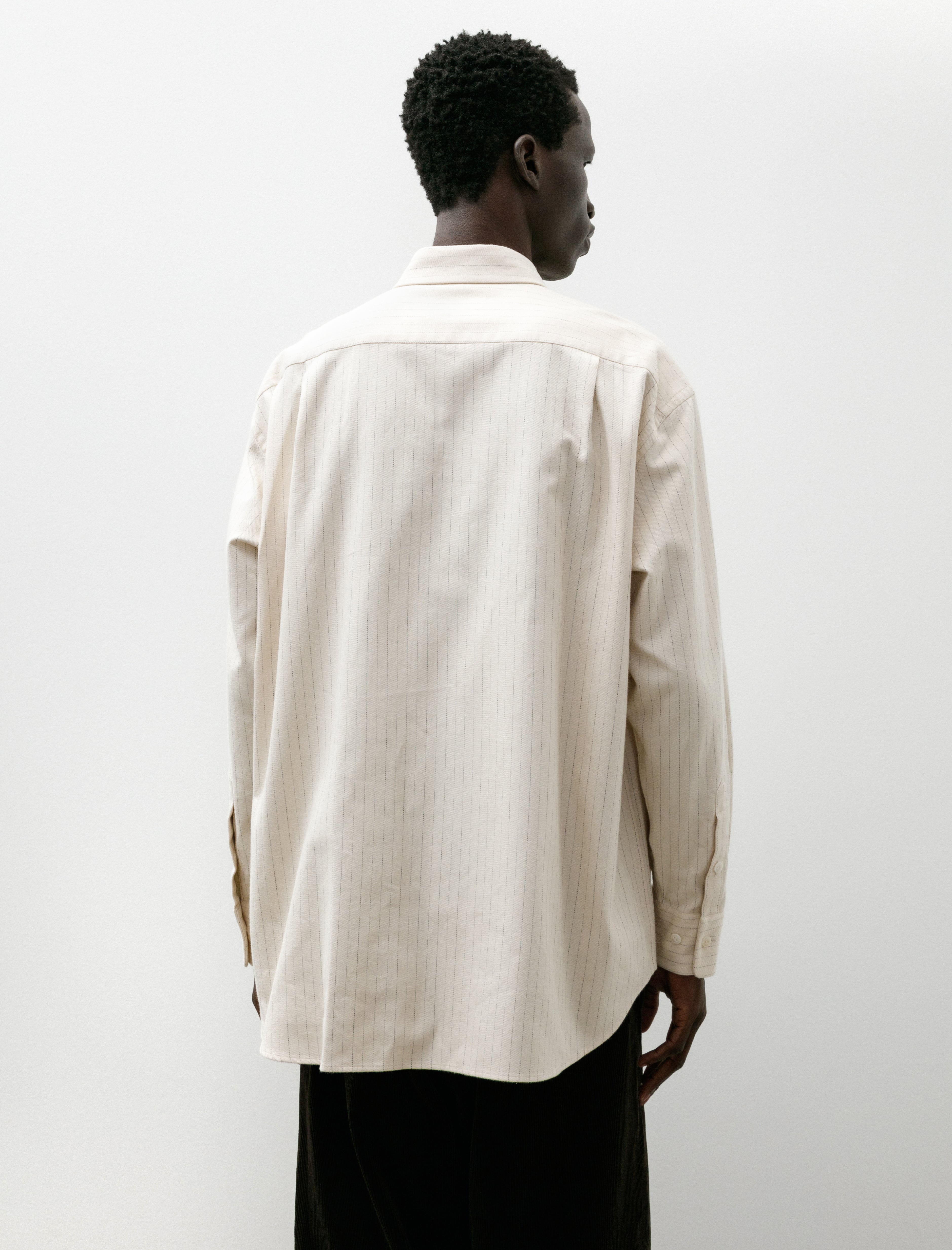 Yoko Sakamoto Regular Collar Shirt Ecru Stripe