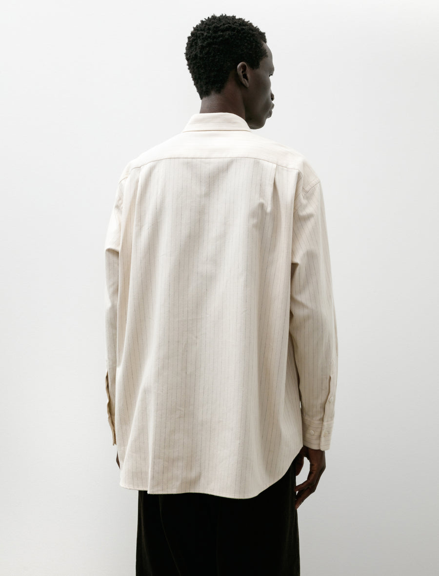 Regular Collar Shirt Ecru Stripe - Image 4