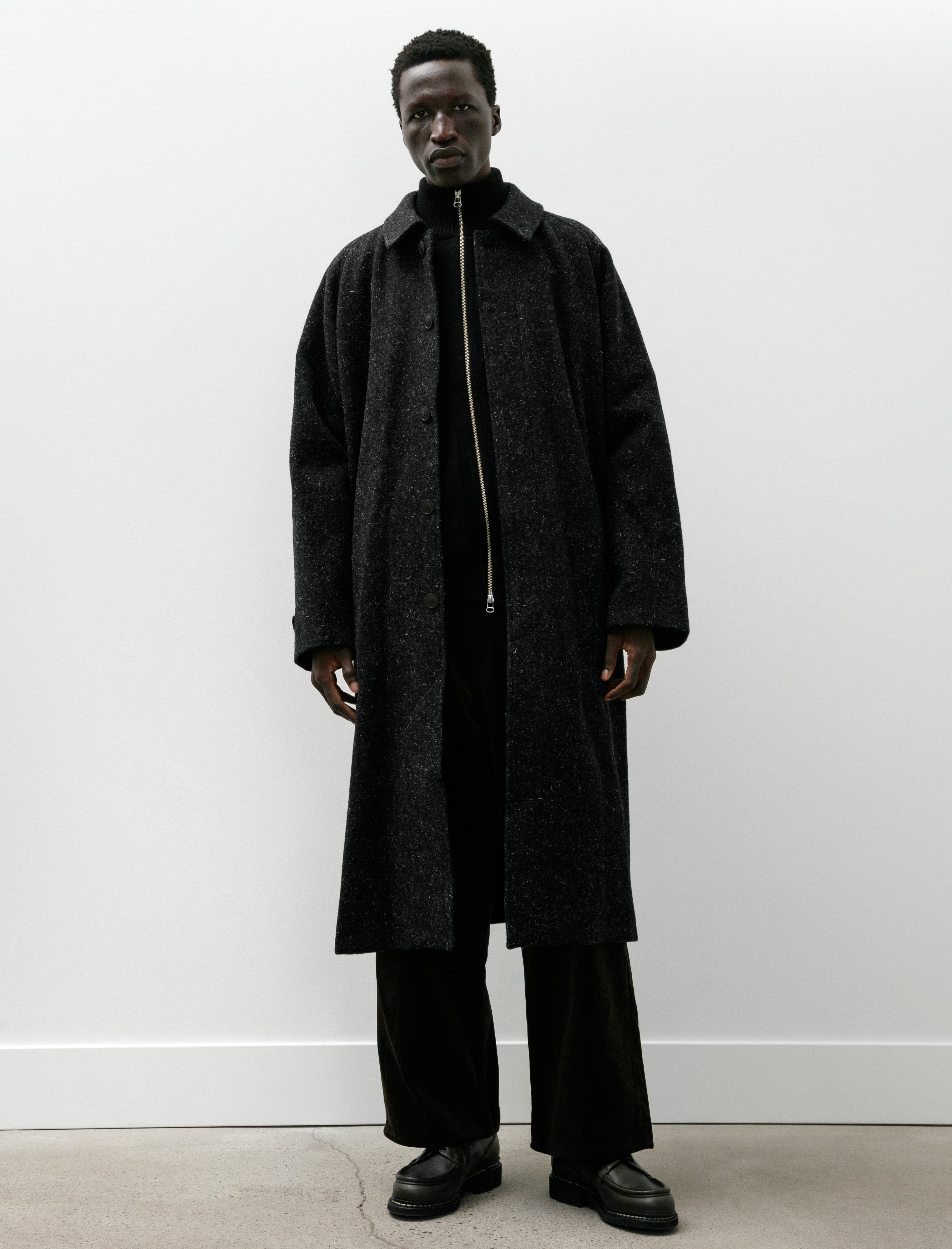 Yoko Sakamoto Bal Collar Coat Black Speckled