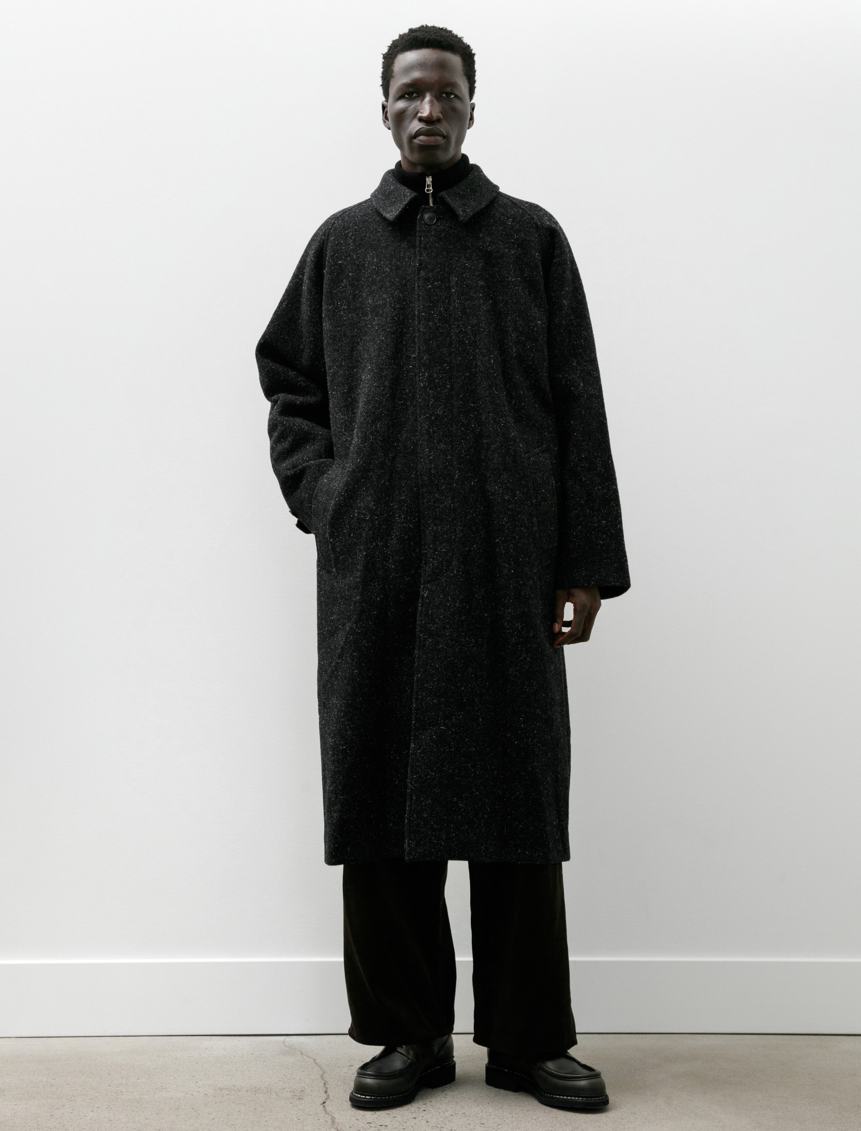 Yoko Sakamoto Bal Collar Coat Black Speckled