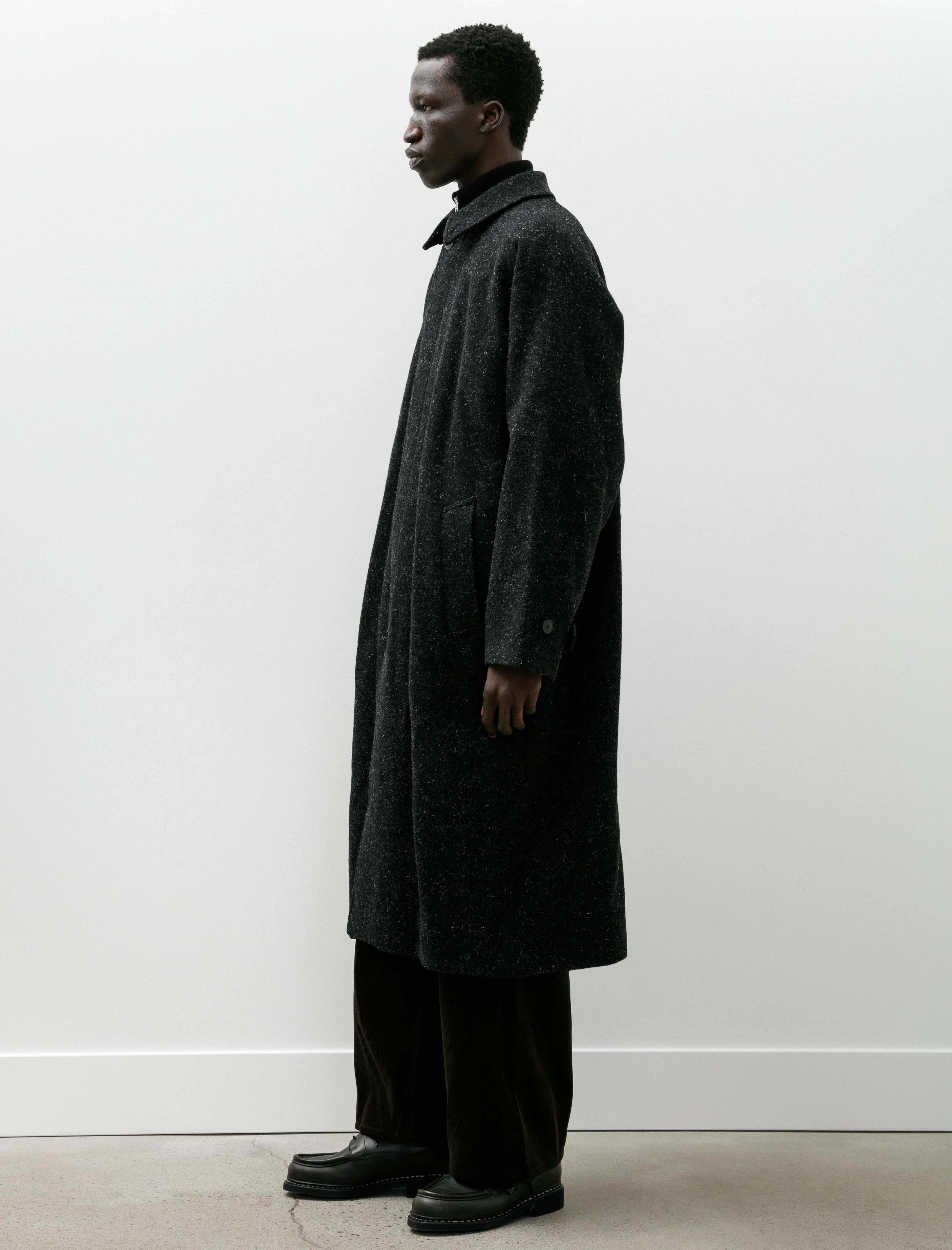 Yoko Sakamoto Bal Collar Coat Black Speckled
