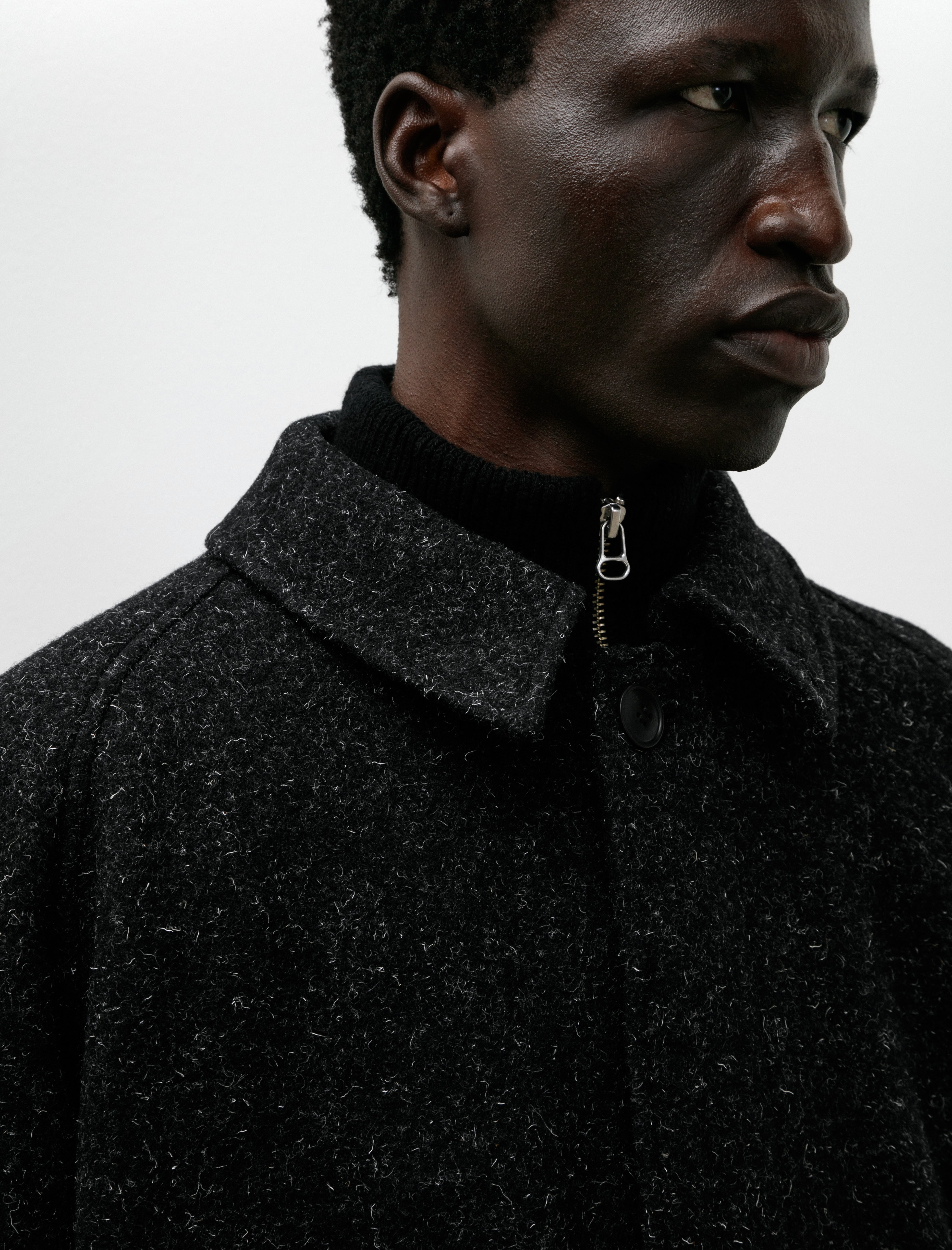 Yoko Sakamoto Bal Collar Coat Black Speckled