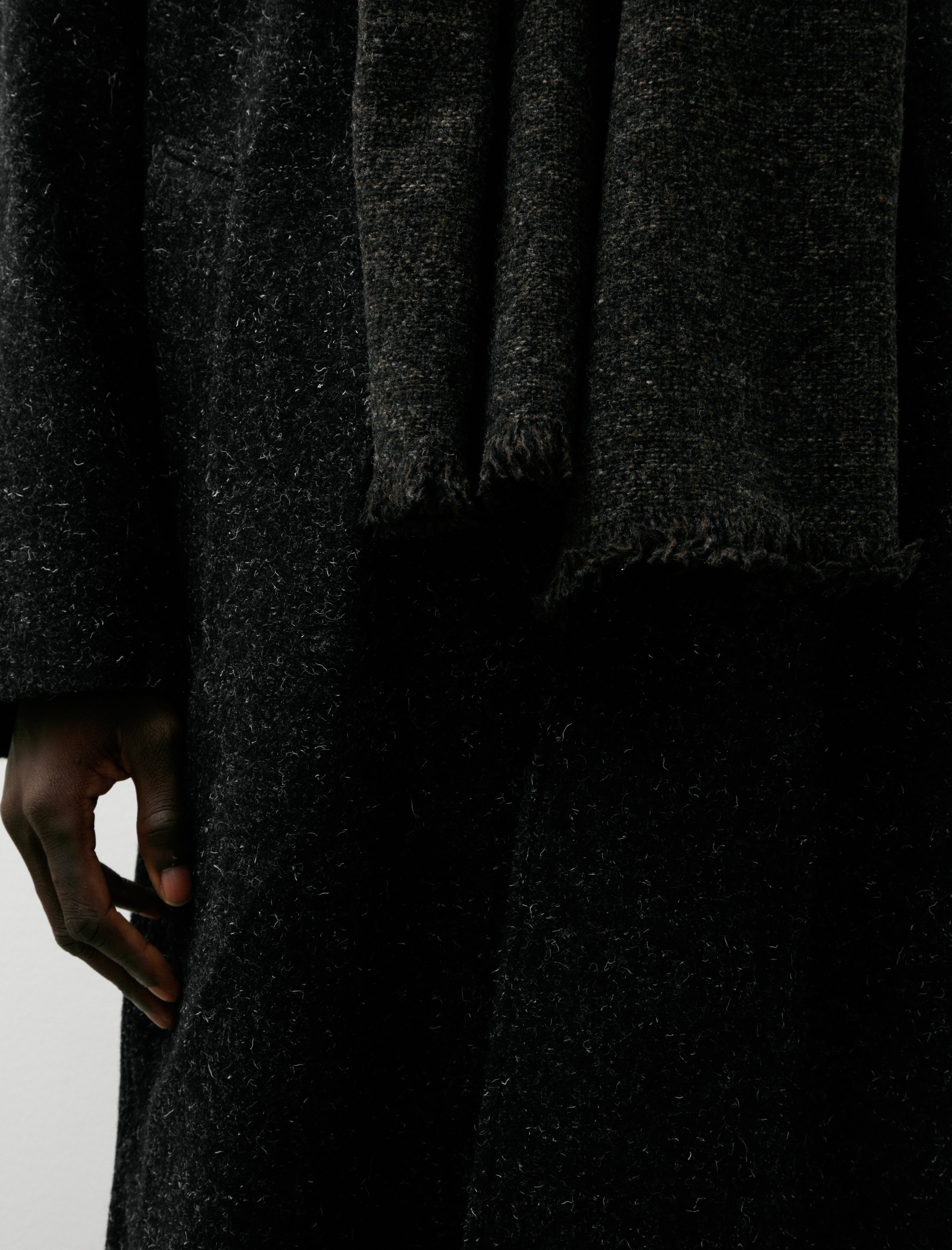 Yoko Sakamoto Wool Long Scarf Black