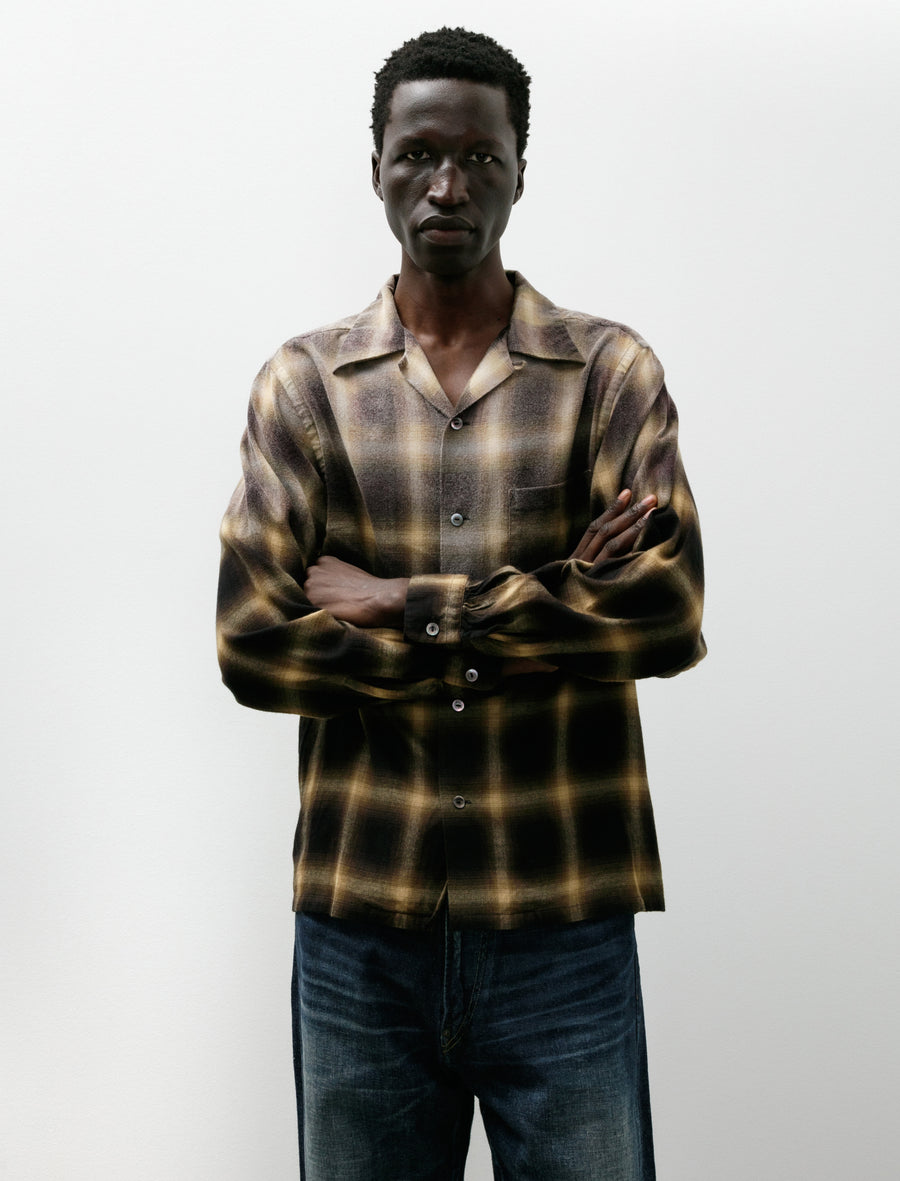 Lot 101 Open Collar Shirt Bleached Beige Plaid - Image 1