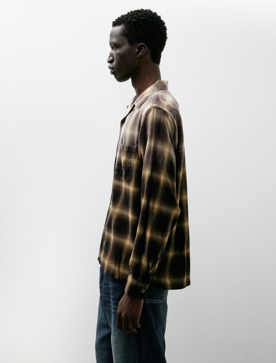 Lot 101 Open Collar Shirt Bleached Beige Plaid - Image 3