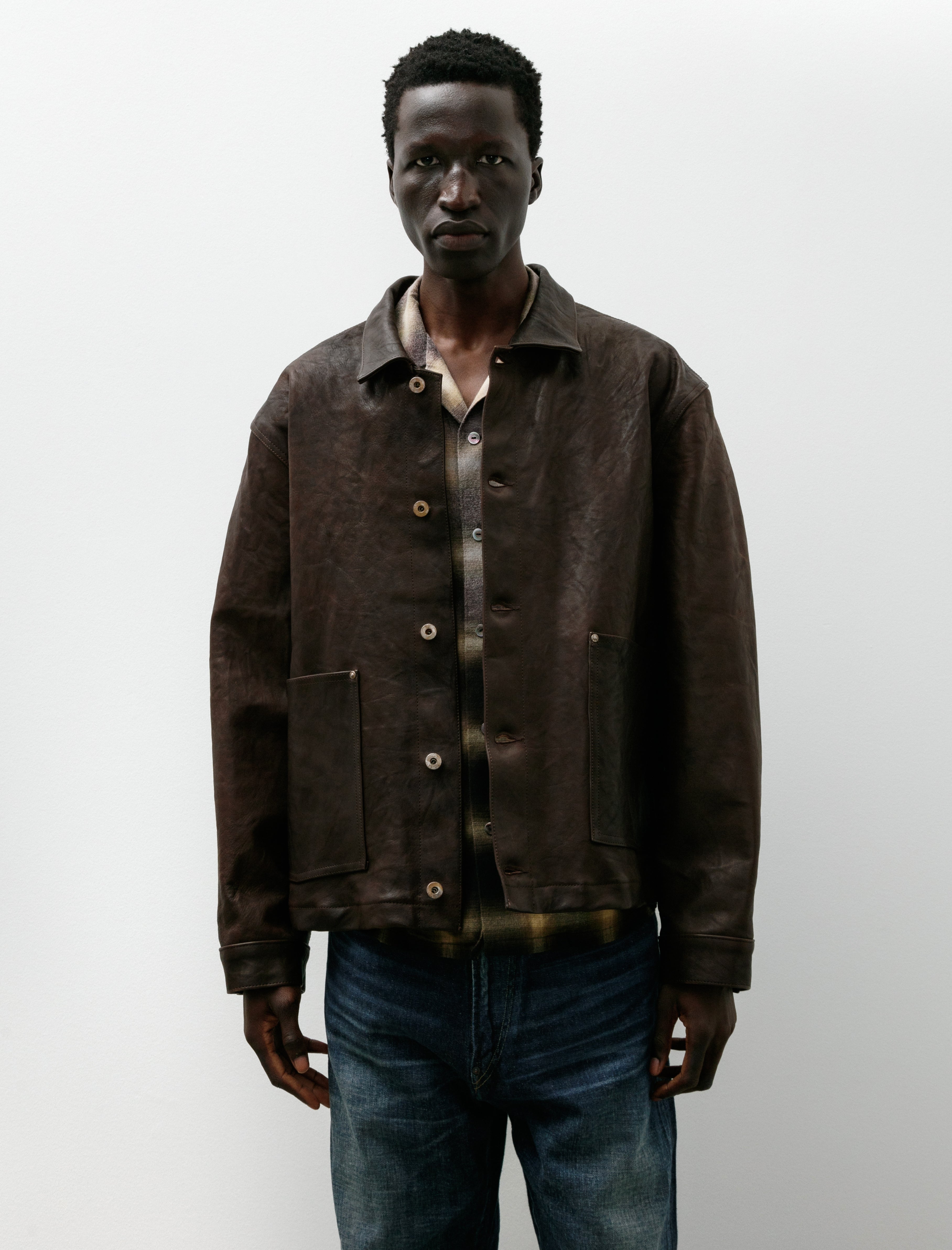 Taiga Takahashi Lot 804 Leather Jacket C. 1930s Mud Dyed Brown