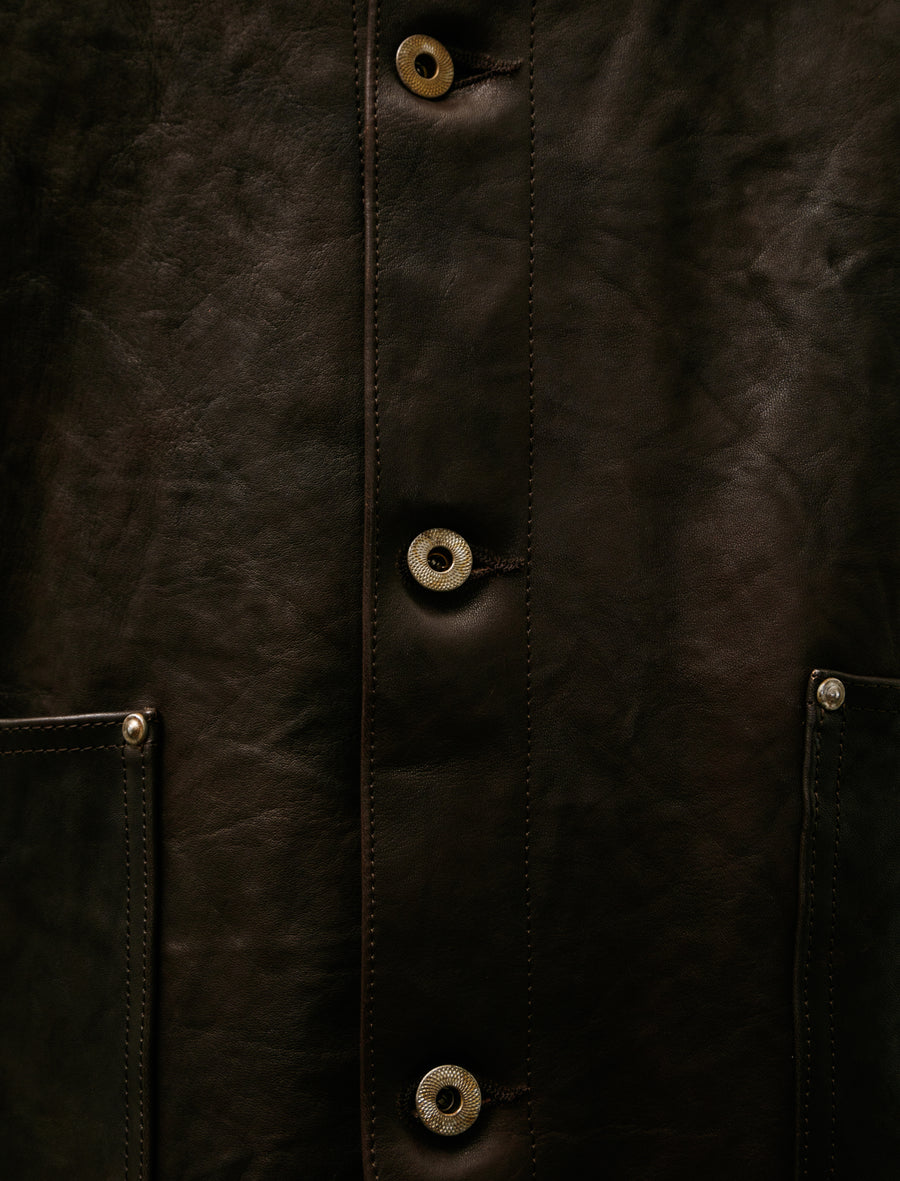 Lot 804 Leather Jacket C. 1930s Mud Dyed Brown - Image 5