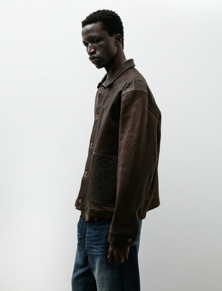 Lot 804 Leather Jacket C. 1930s Mud Dyed Brown - Image 3