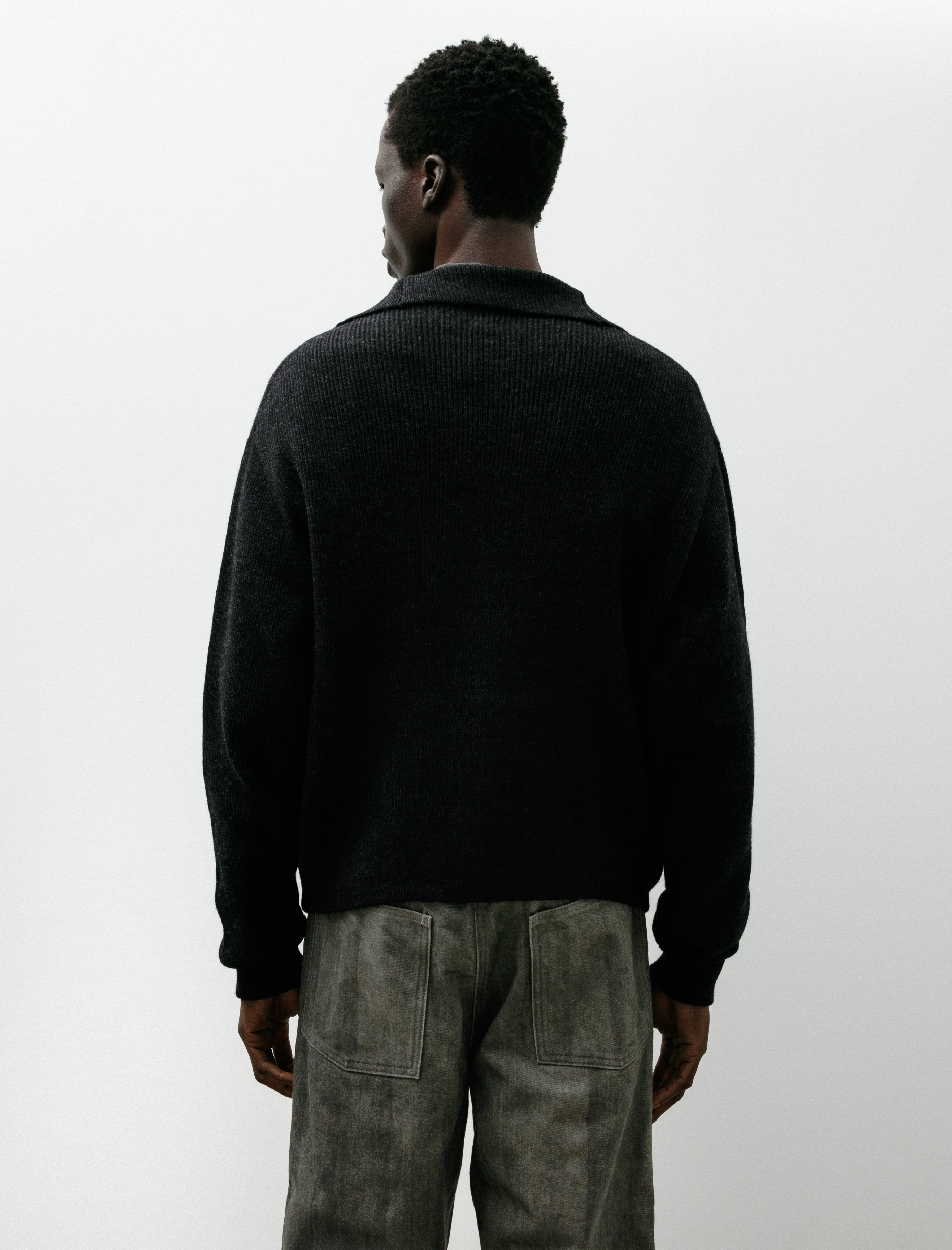 Taiga Takahashi Lot 521 Turtleneck Cardigan Charcoal