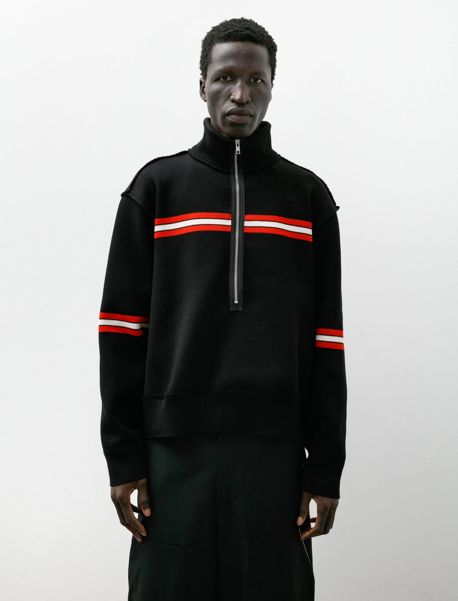 Seamans Sweater Black/White/Red Stripe - Image 1