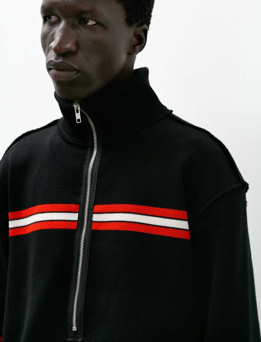 Seamans Sweater Black/White/Red Stripe - Image 4