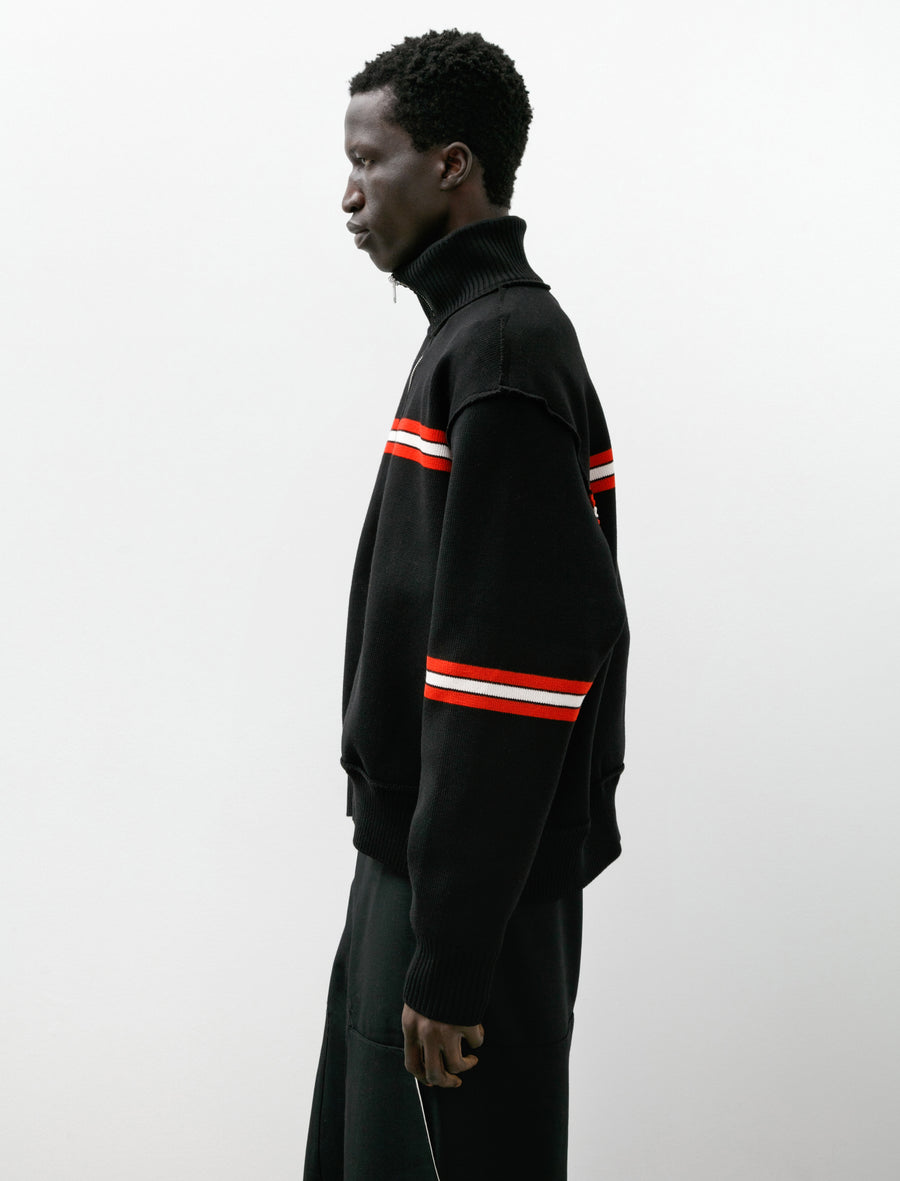Seamans Sweater Black/White/Red Stripe - Image 3