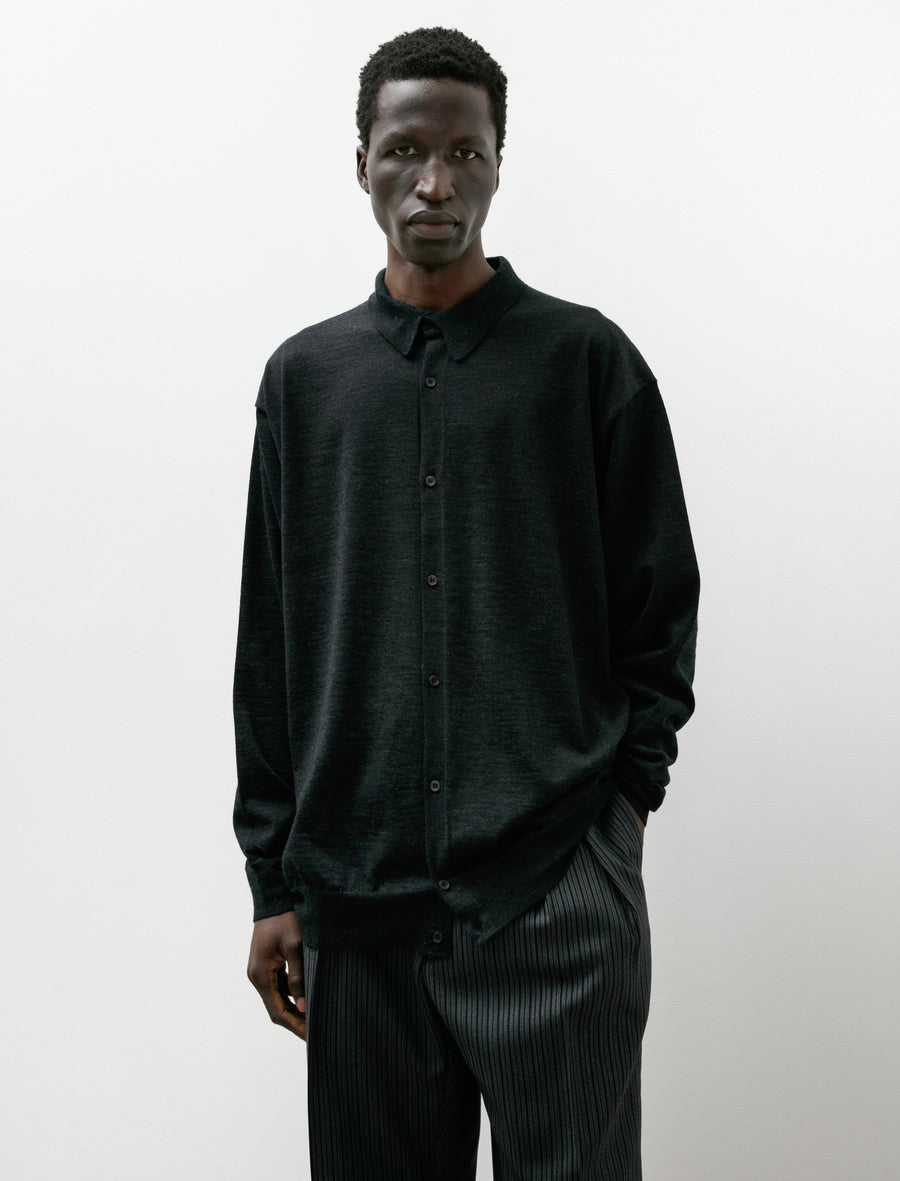 Wool Collared Cardigan Charcoal - Image 1