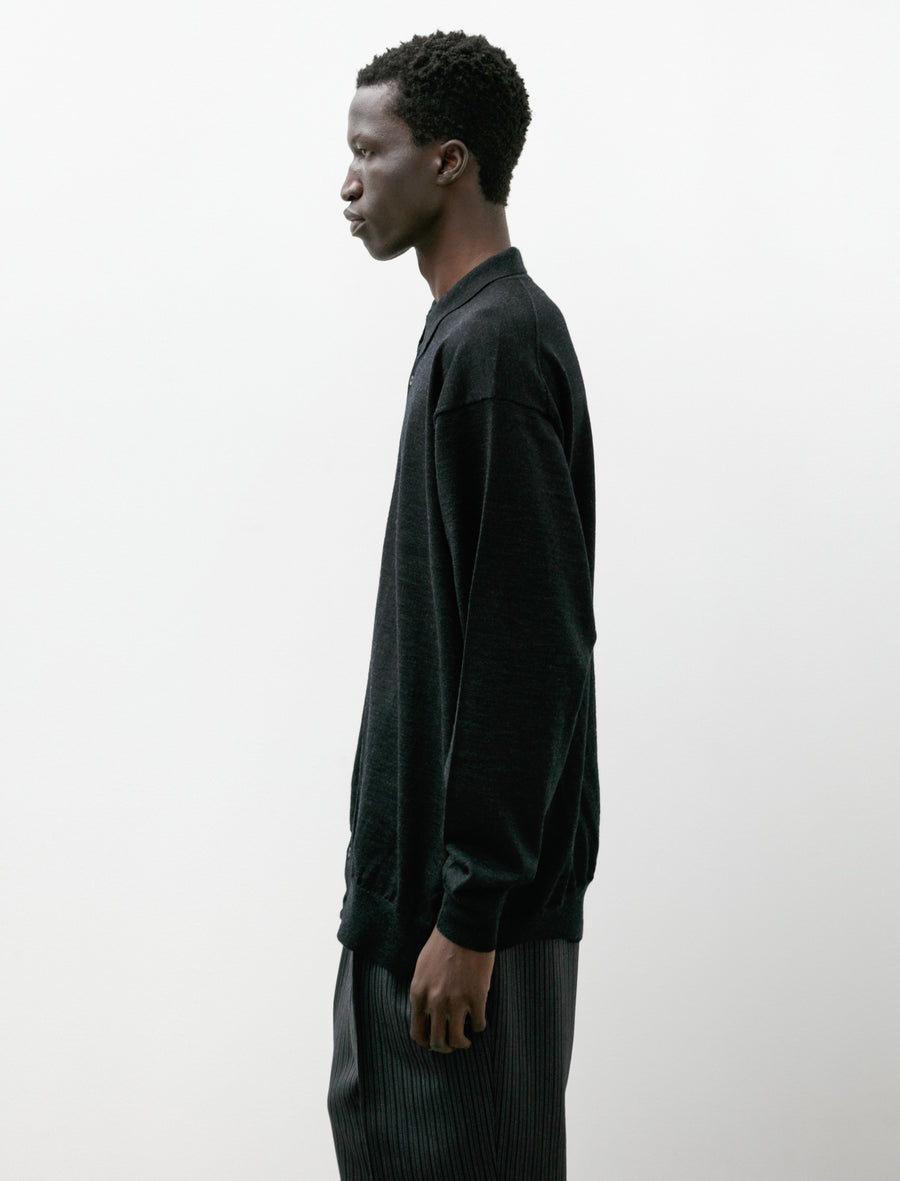 Wool Collared Cardigan Charcoal - Image 3