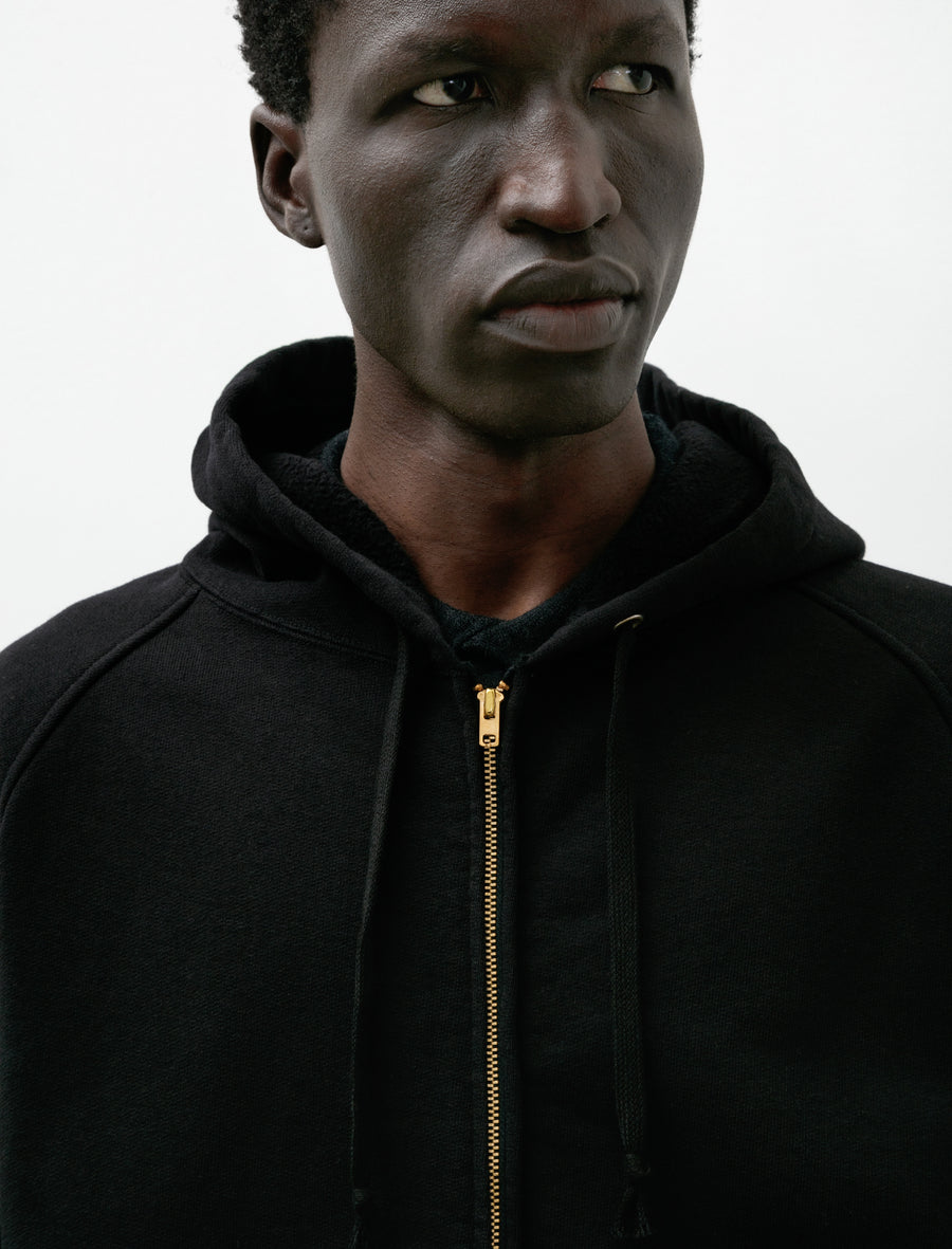 Cotton Fleece Zip Parka Black - Image 4