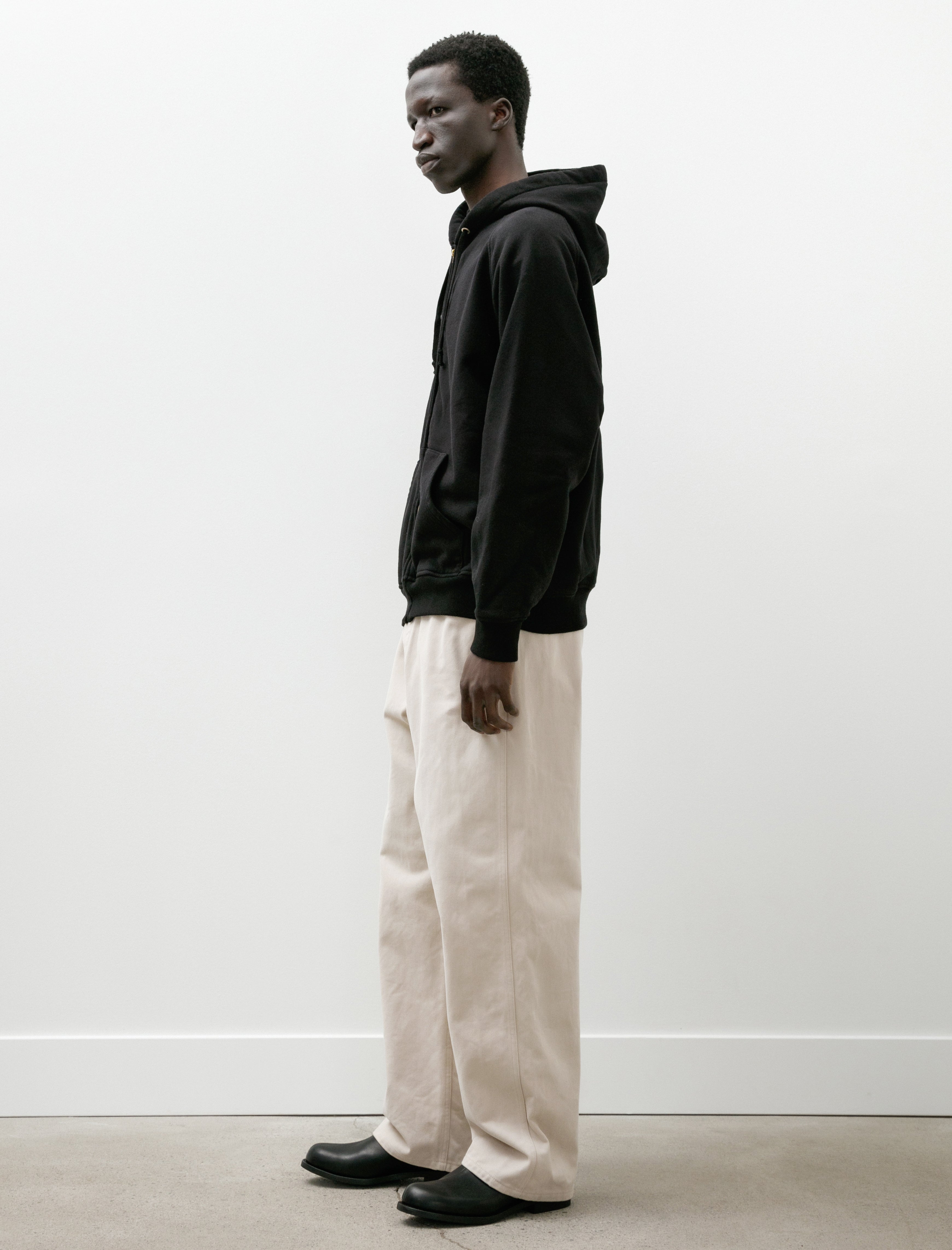 Comoli Cotton Fleece Zip Parka Black