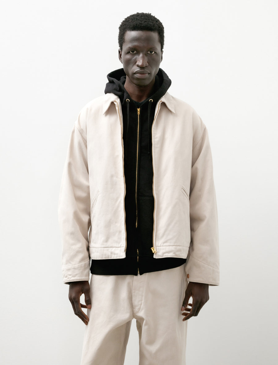 Cotton Twill Zip Short Jacket Ivory - Image 4